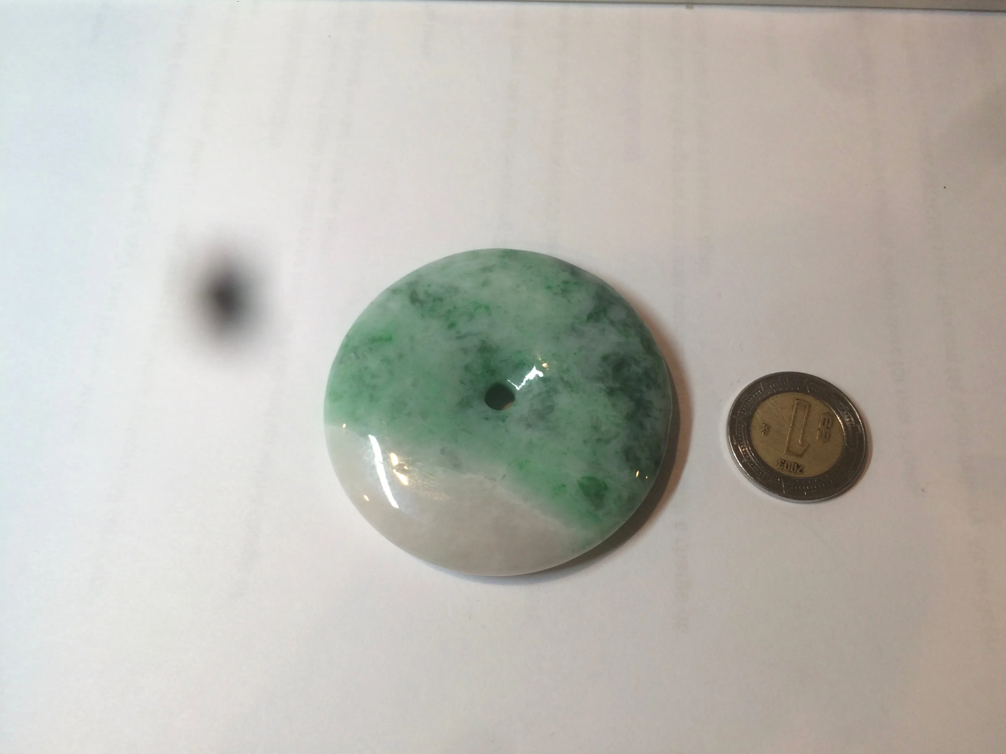 100% Natural sunny green/pink/purple tropical beach jadeite Jade Safety Guardian Button(donut) Pendant/worry stone X123