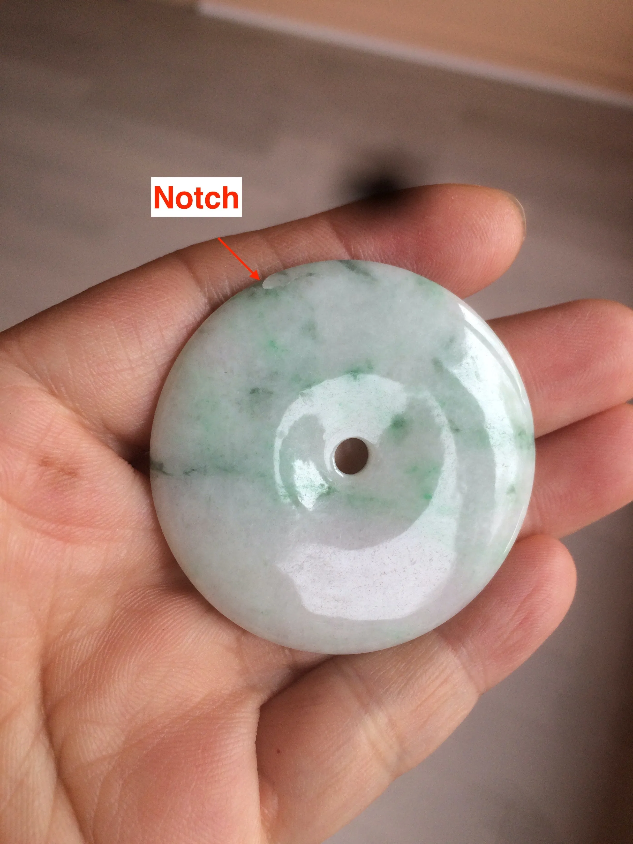 100% Natural sunny green/pink/purple tropical beach jadeite Jade Safety Guardian Button(donut) Pendant/worry stone X123