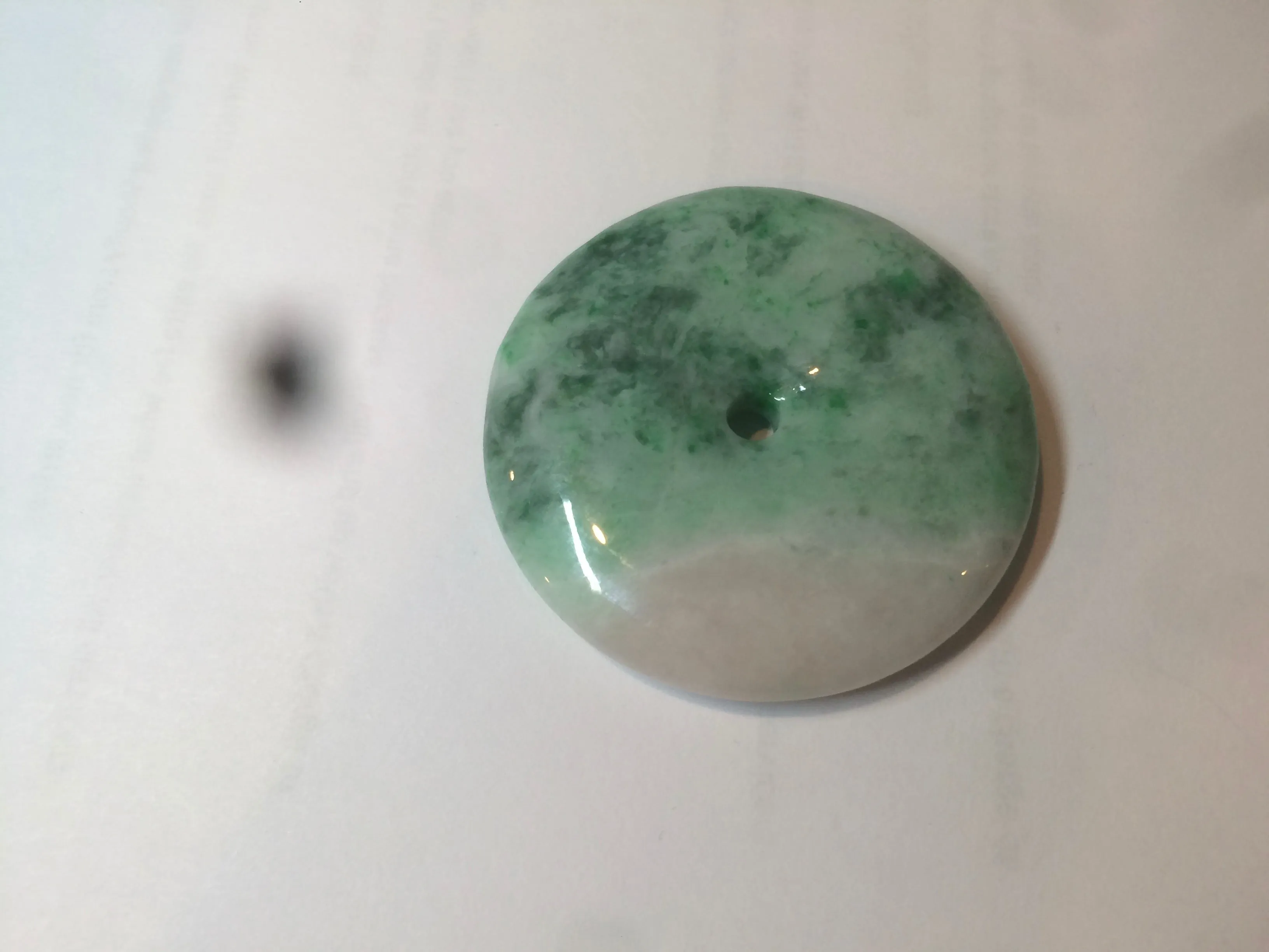 100% Natural sunny green/pink/purple tropical beach jadeite Jade Safety Guardian Button(donut) Pendant/worry stone X123