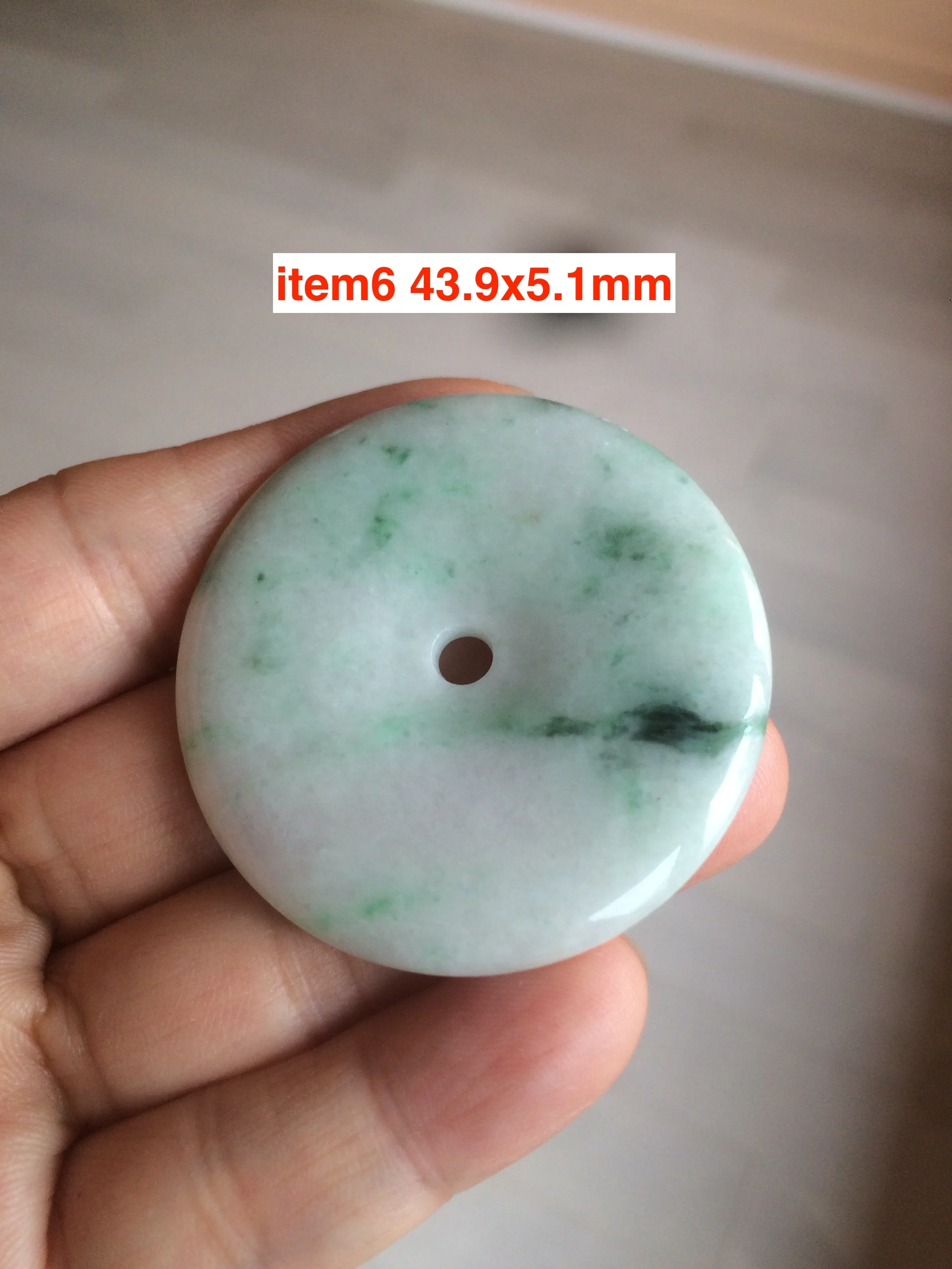 100% Natural sunny green/pink/purple tropical beach jadeite Jade Safety Guardian Button(donut) Pendant/worry stone X123