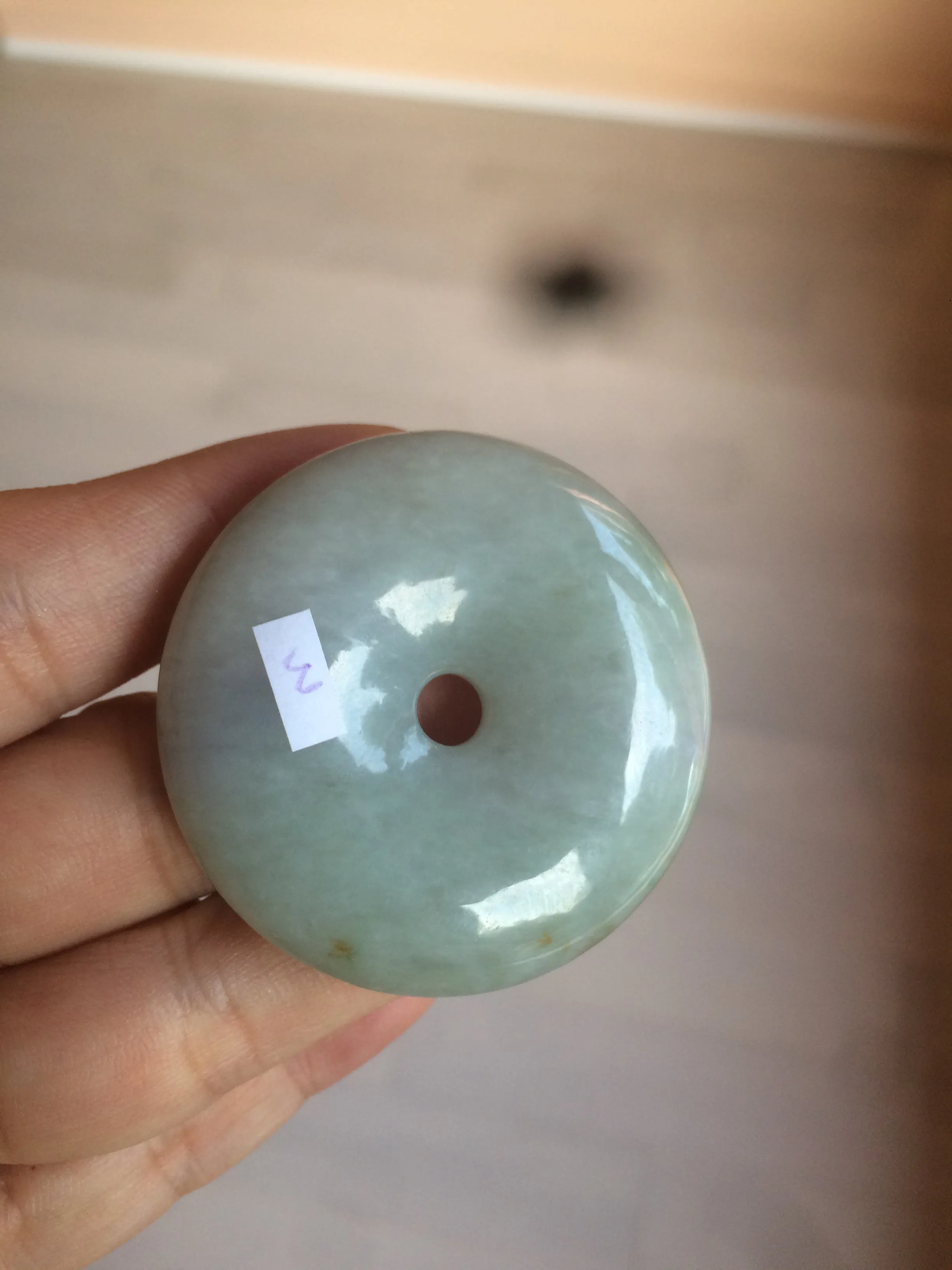 100% Natural sunny green/purple jadeite Jade Safety Guardian Button(donut) Pendant/worry stone AZ75