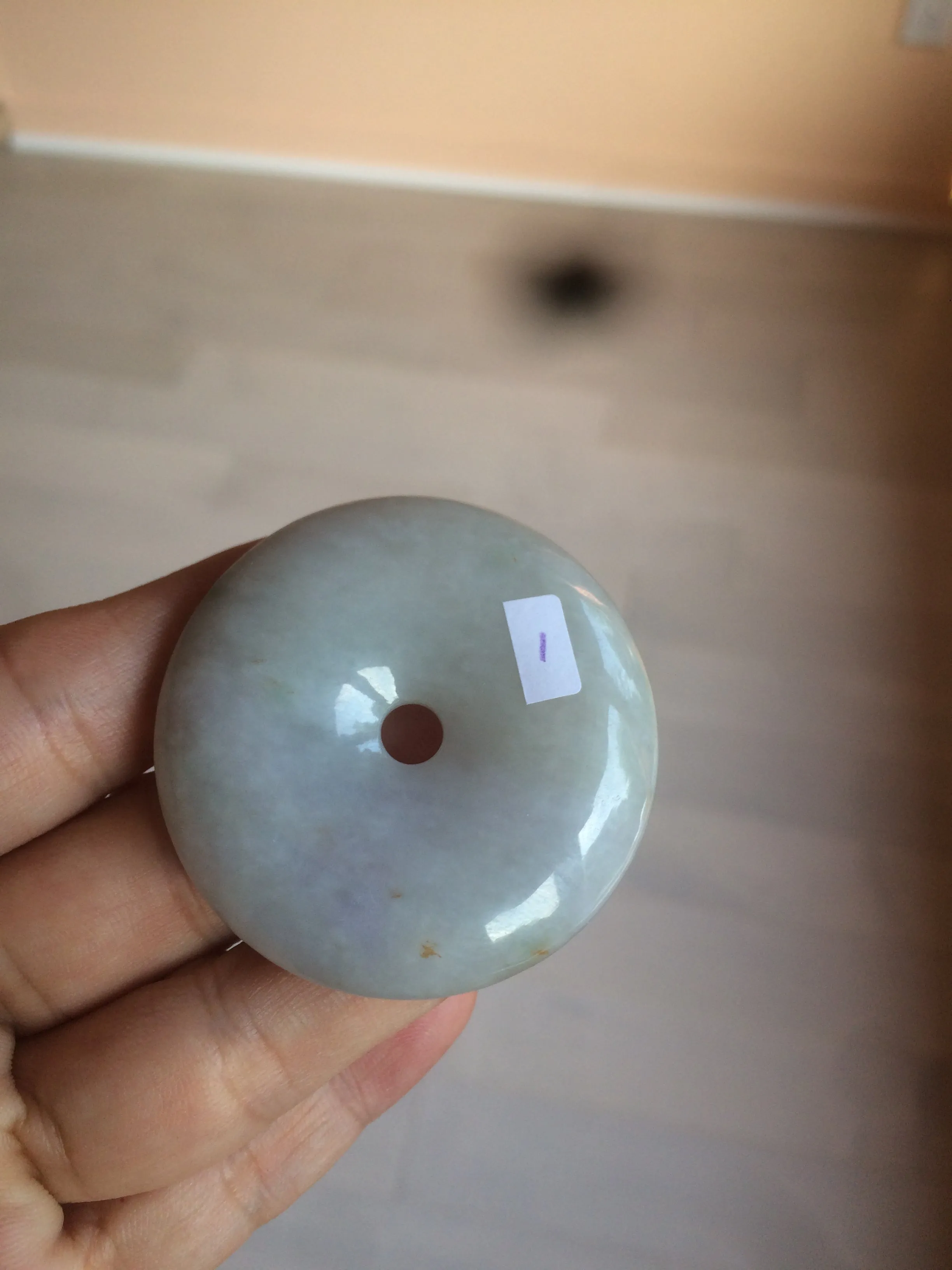 100% Natural sunny green/purple jadeite Jade Safety Guardian Button(donut) Pendant/worry stone AZ75