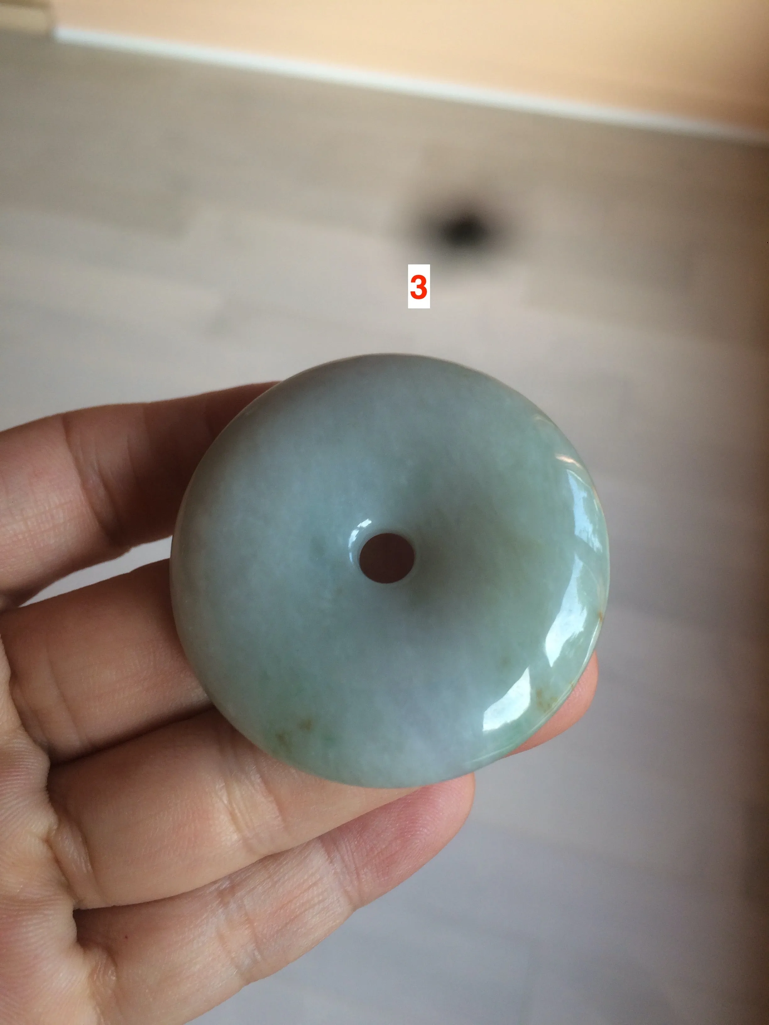 100% Natural sunny green/purple jadeite Jade Safety Guardian Button(donut) Pendant/worry stone AZ75