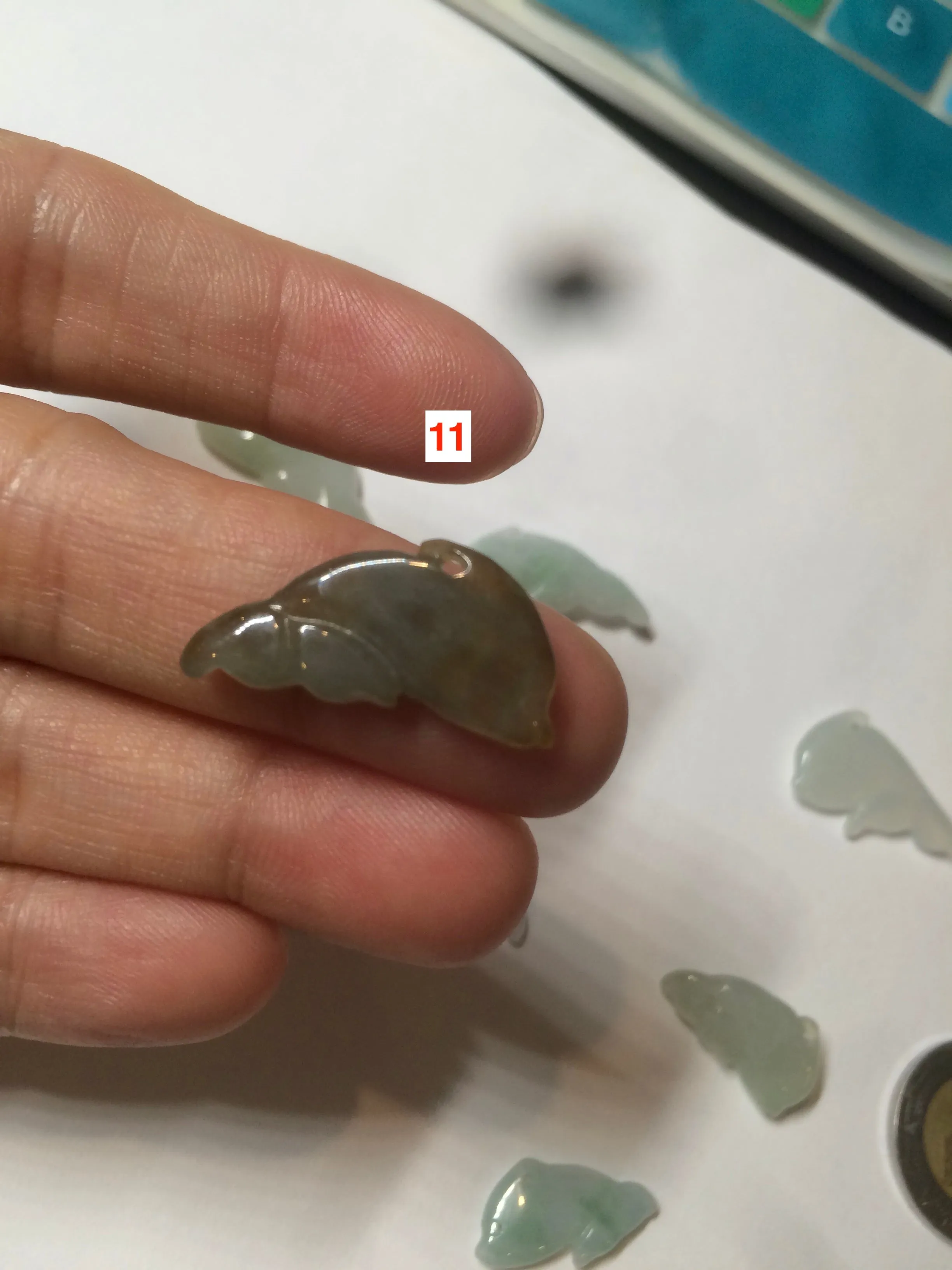 100% Natural sunny green/white/ice clear/brown jadeite Jade baby dolphin pendant AX30 add on item