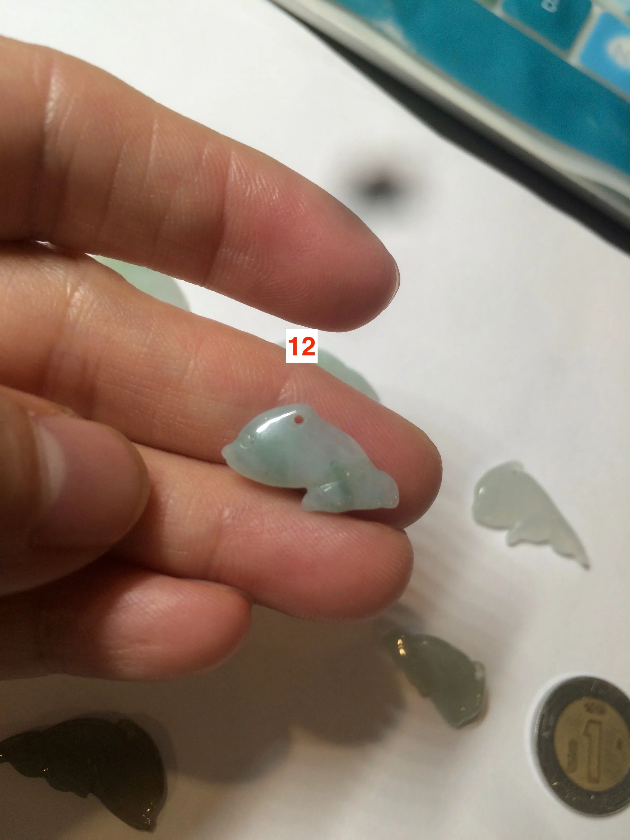 100% Natural sunny green/white/ice clear/brown jadeite Jade baby dolphin pendant AX30 add on item