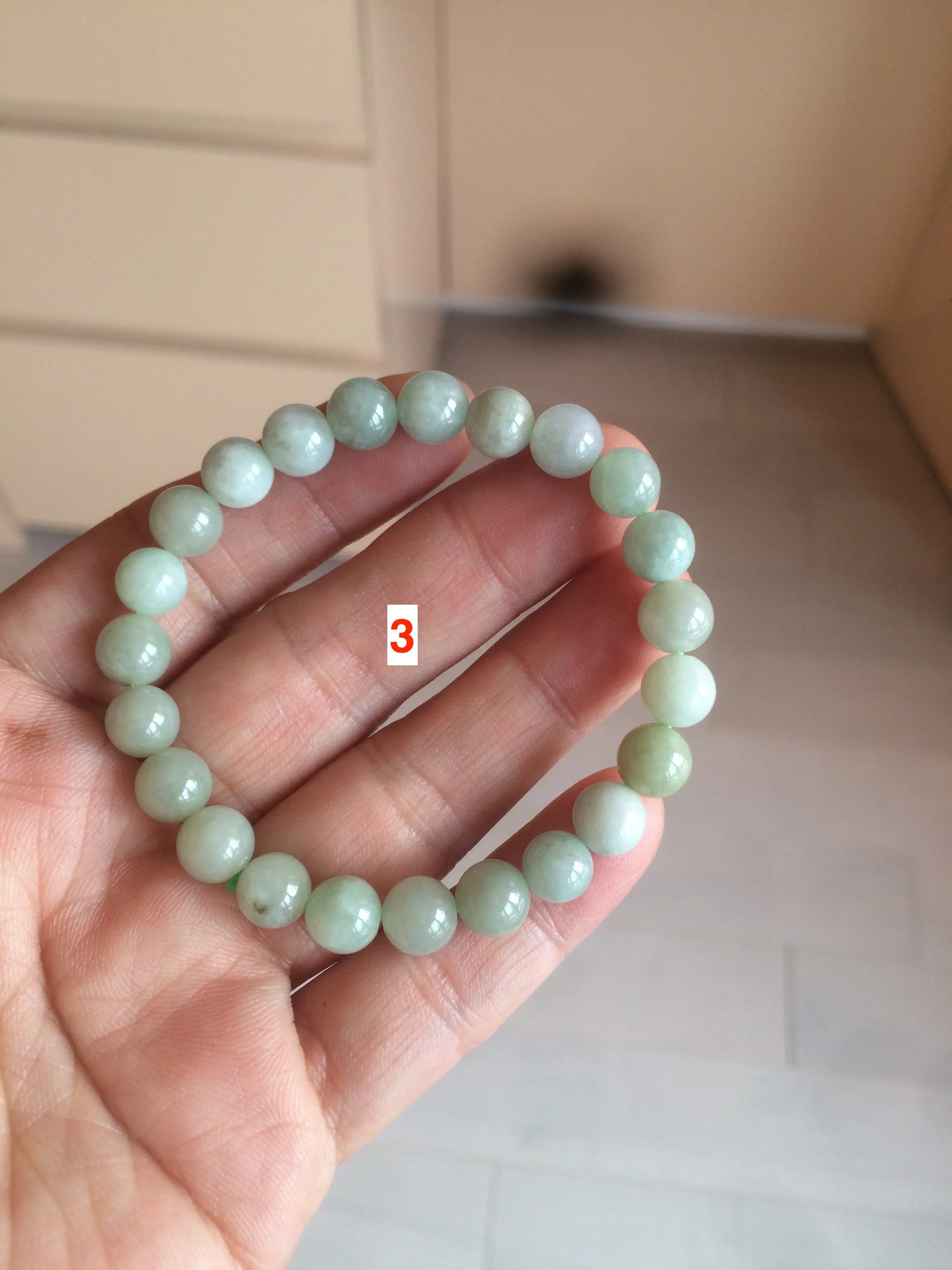 100% natural type A green/white jadeite jade beads bracelet group BK54