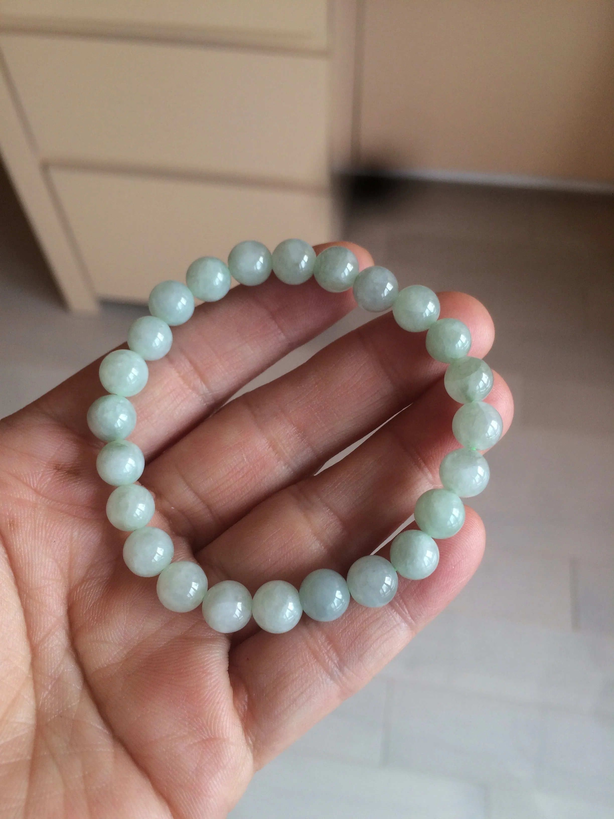 100% natural type A green/white jadeite jade beads bracelet group BK54