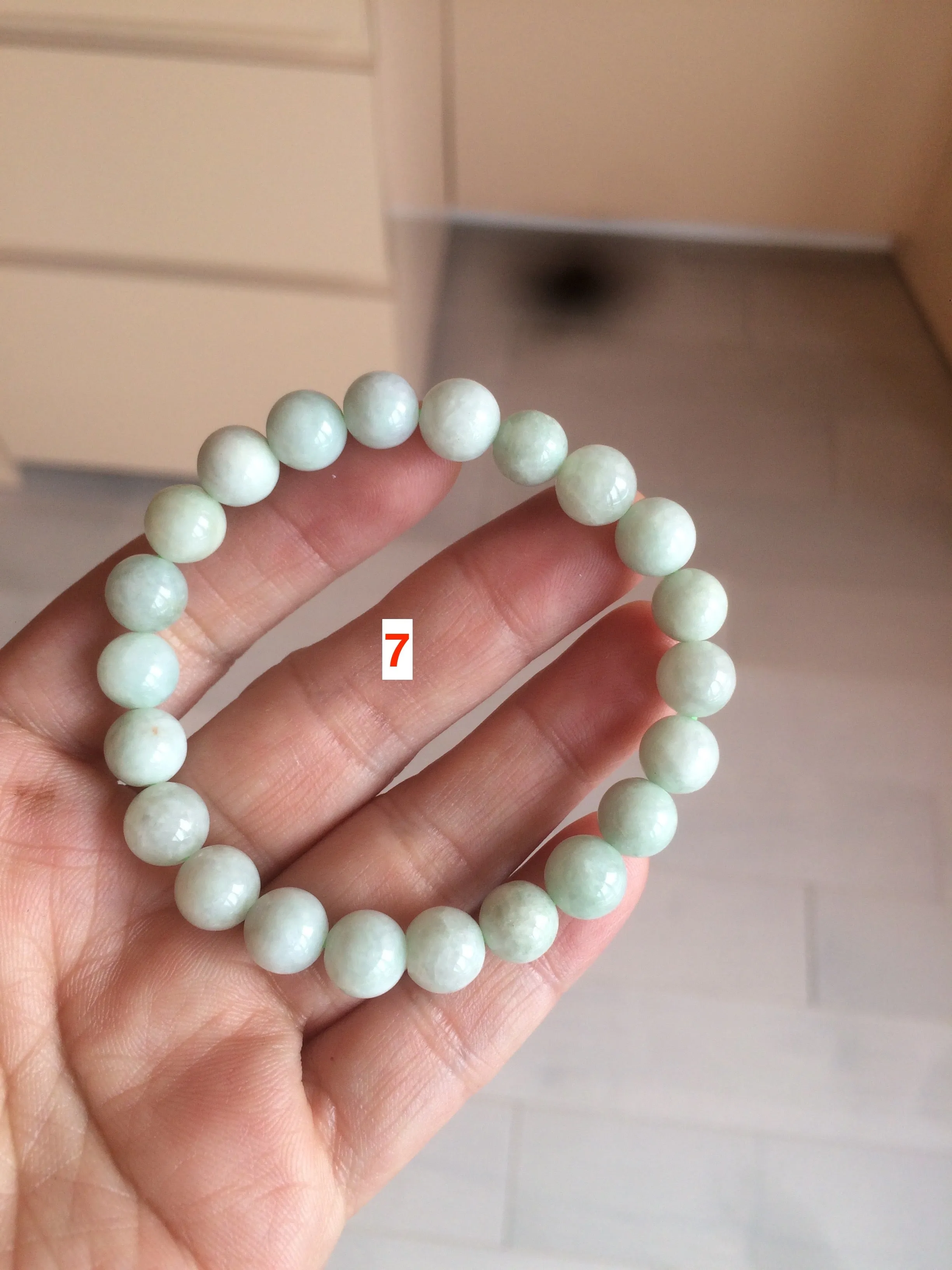 100% natural type A green/white jadeite jade beads bracelet group BK54