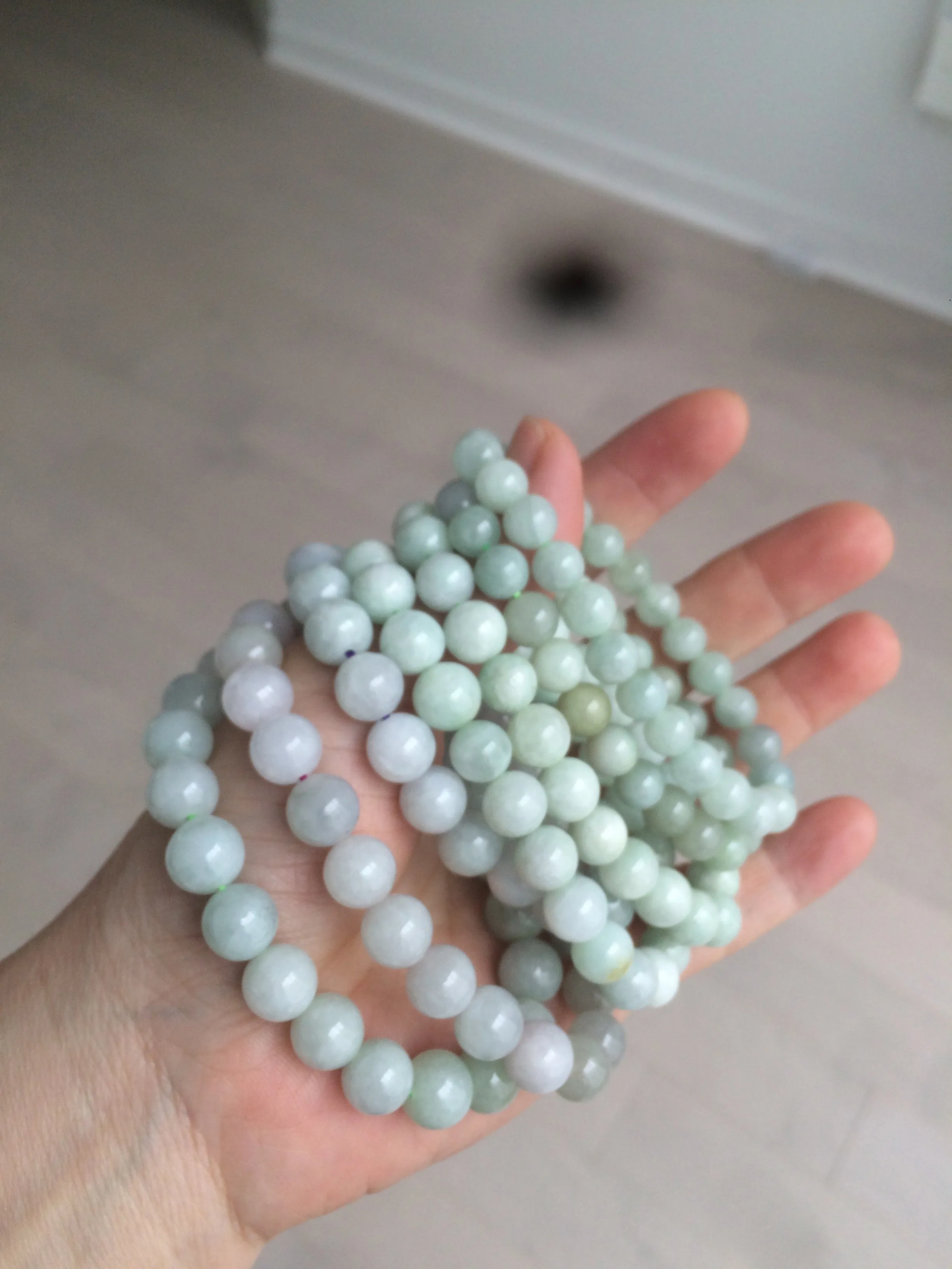 100% natural type A green/white jadeite jade beads bracelet group BK54