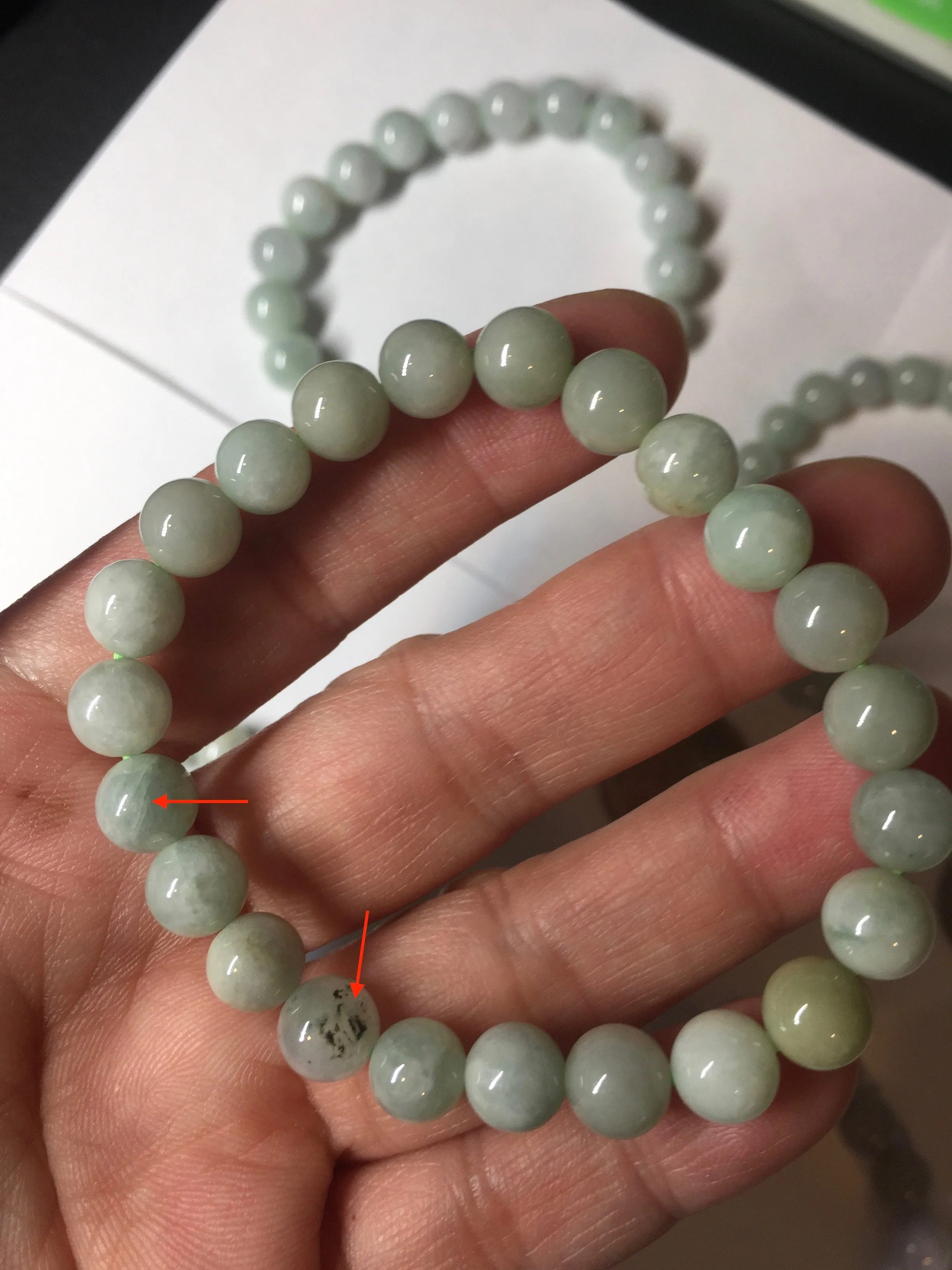 100% natural type A green/white jadeite jade beads bracelet group BK54