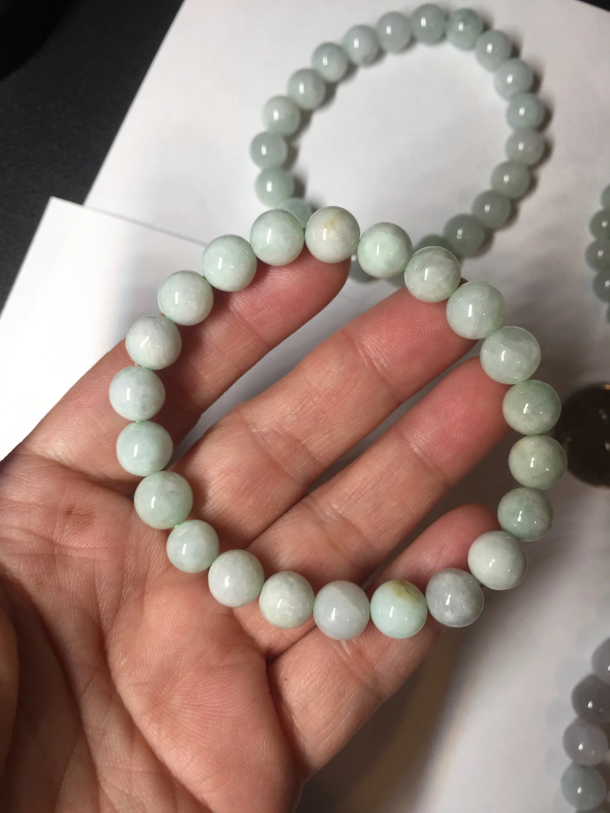 100% natural type A green/white jadeite jade beads bracelet group BK54