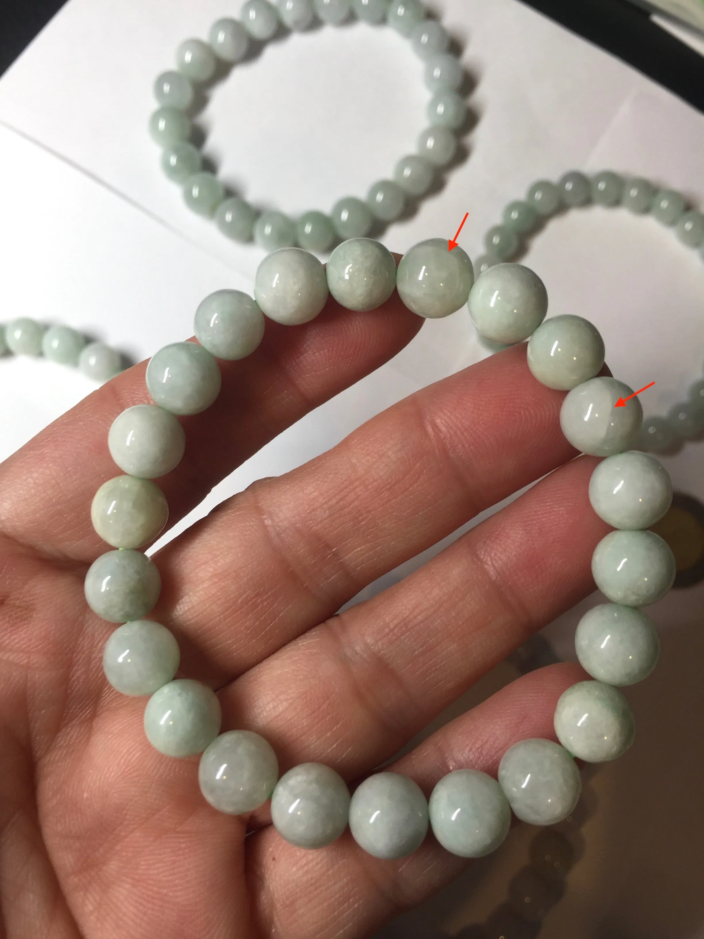 100% natural type A green/white jadeite jade beads bracelet group BK54