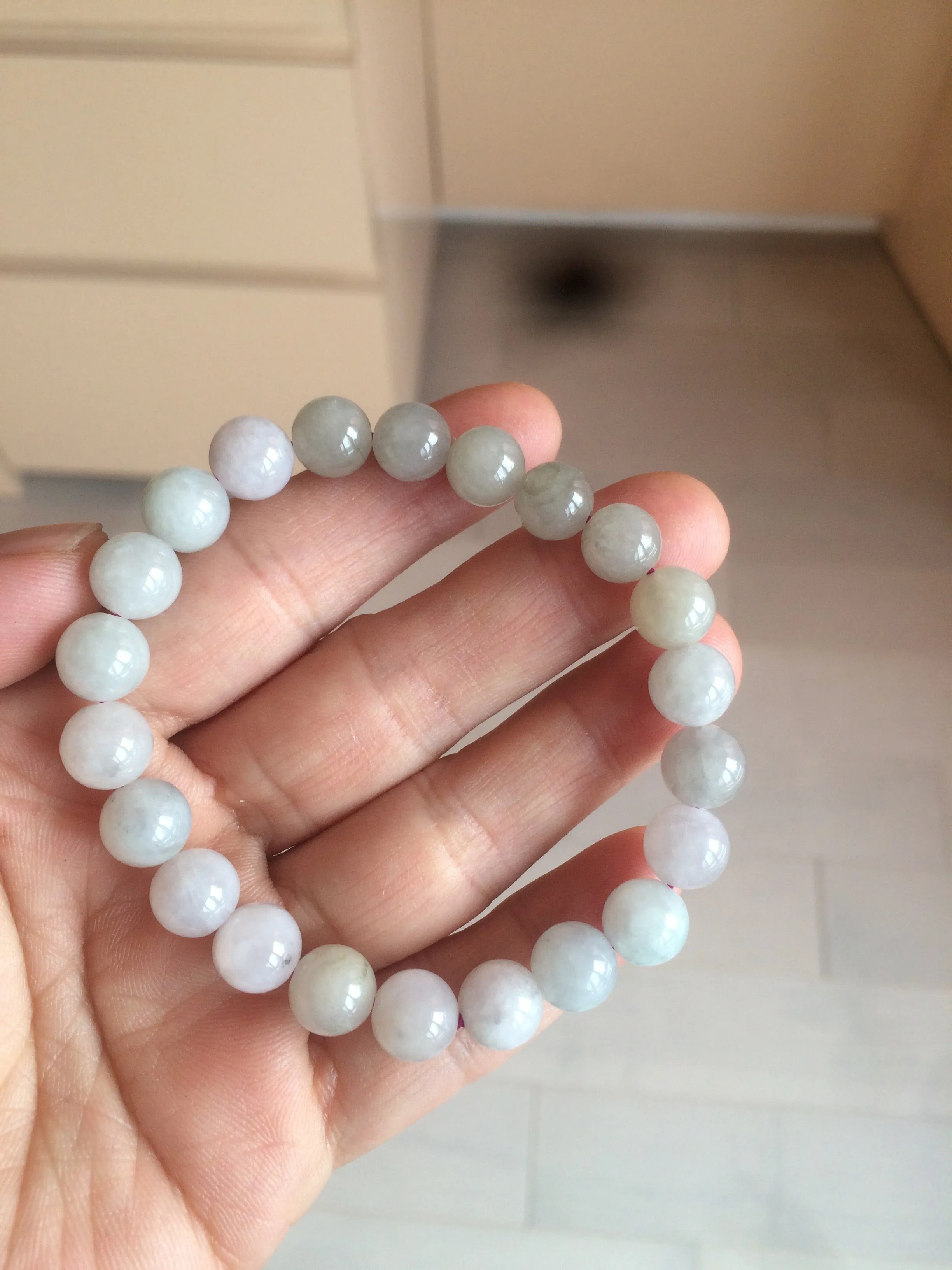 100% natural type A green/white jadeite jade beads bracelet group BK54