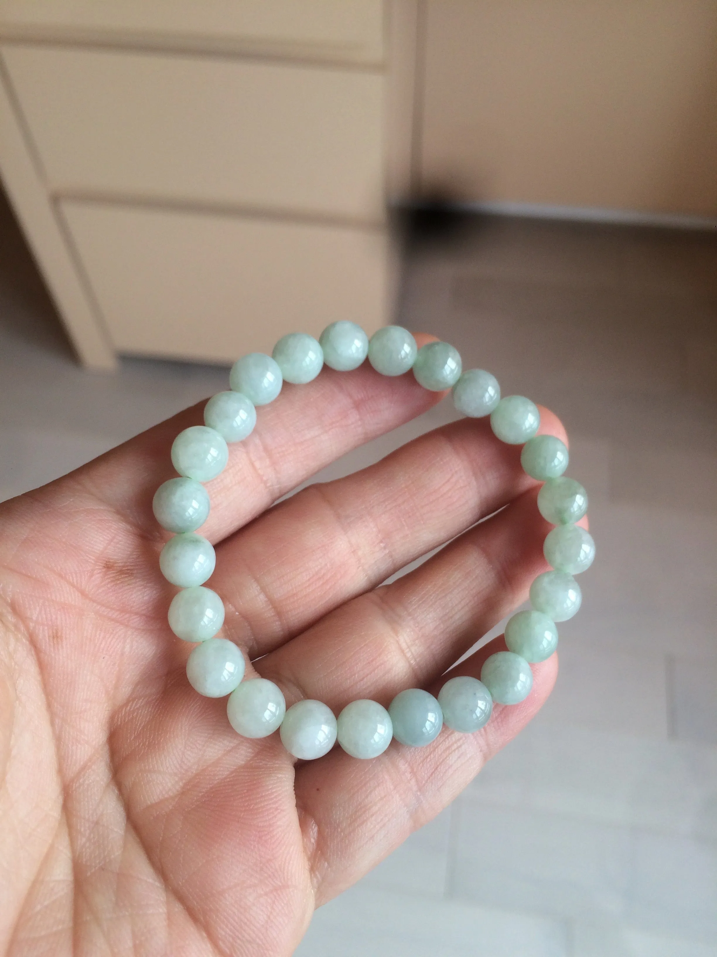 100% natural type A green/white jadeite jade beads bracelet group BK54