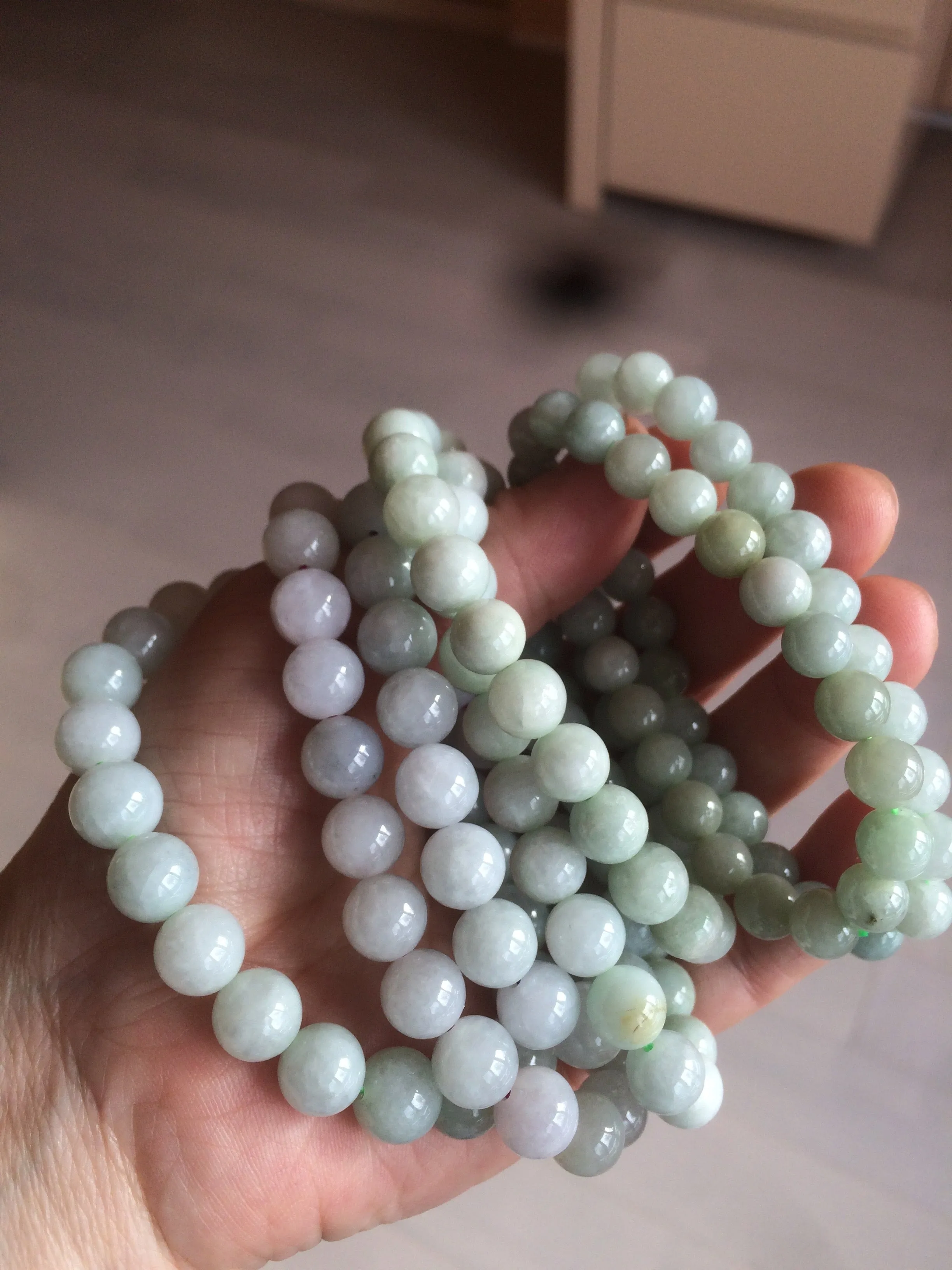 100% natural type A green/white jadeite jade beads bracelet group BK54