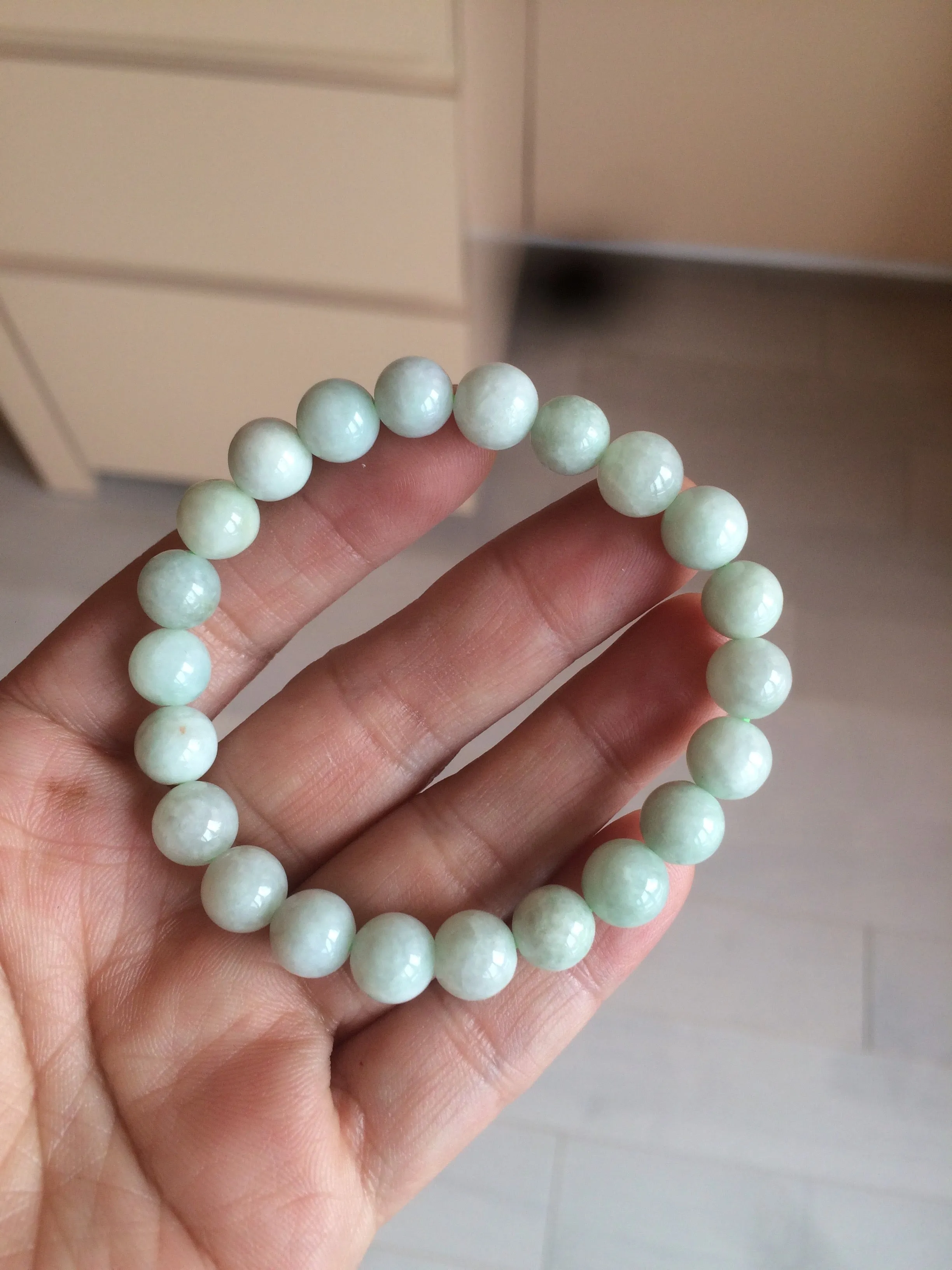 100% natural type A green/white jadeite jade beads bracelet group BK54