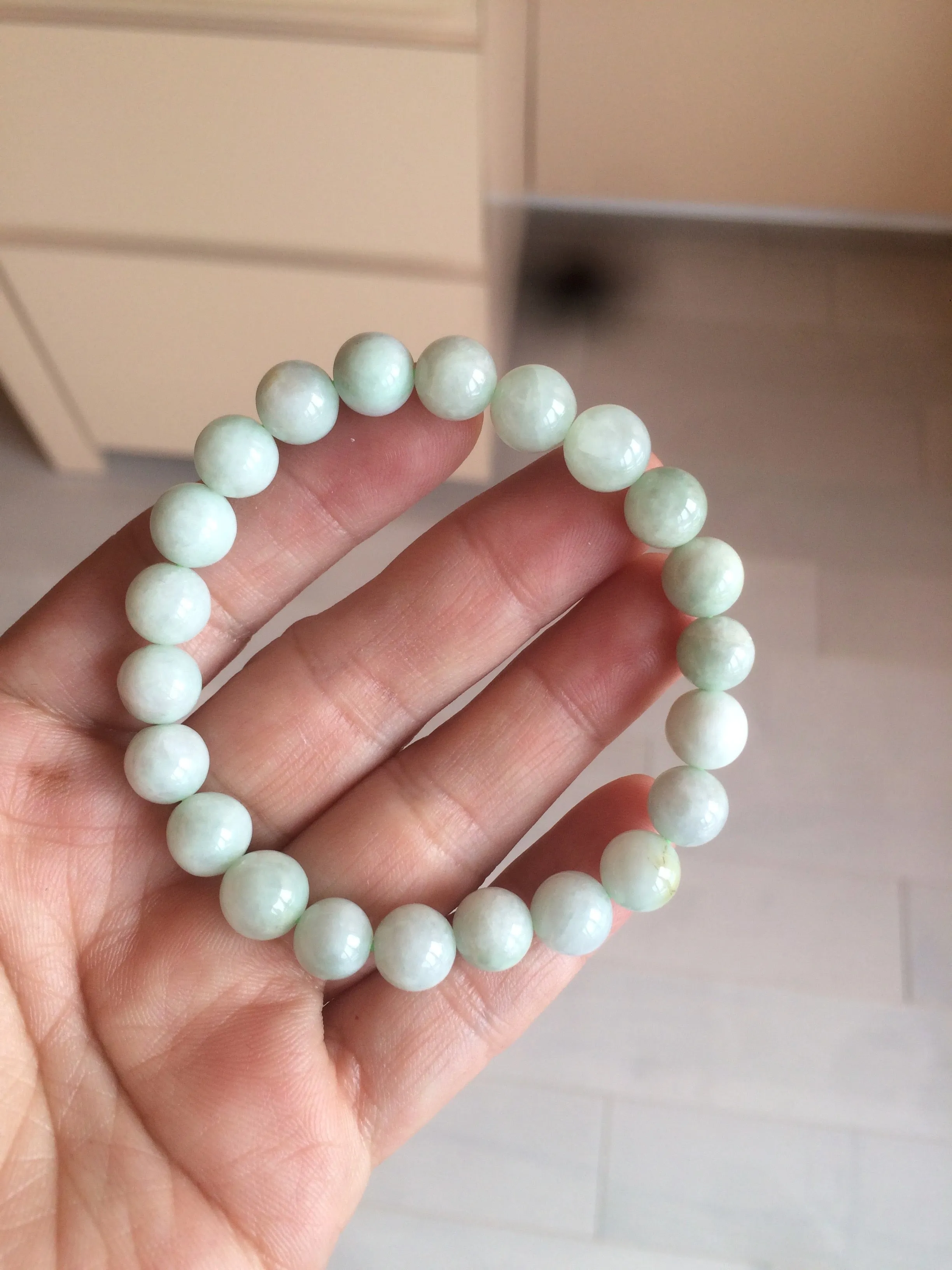 100% natural type A green/white jadeite jade beads bracelet group BK54