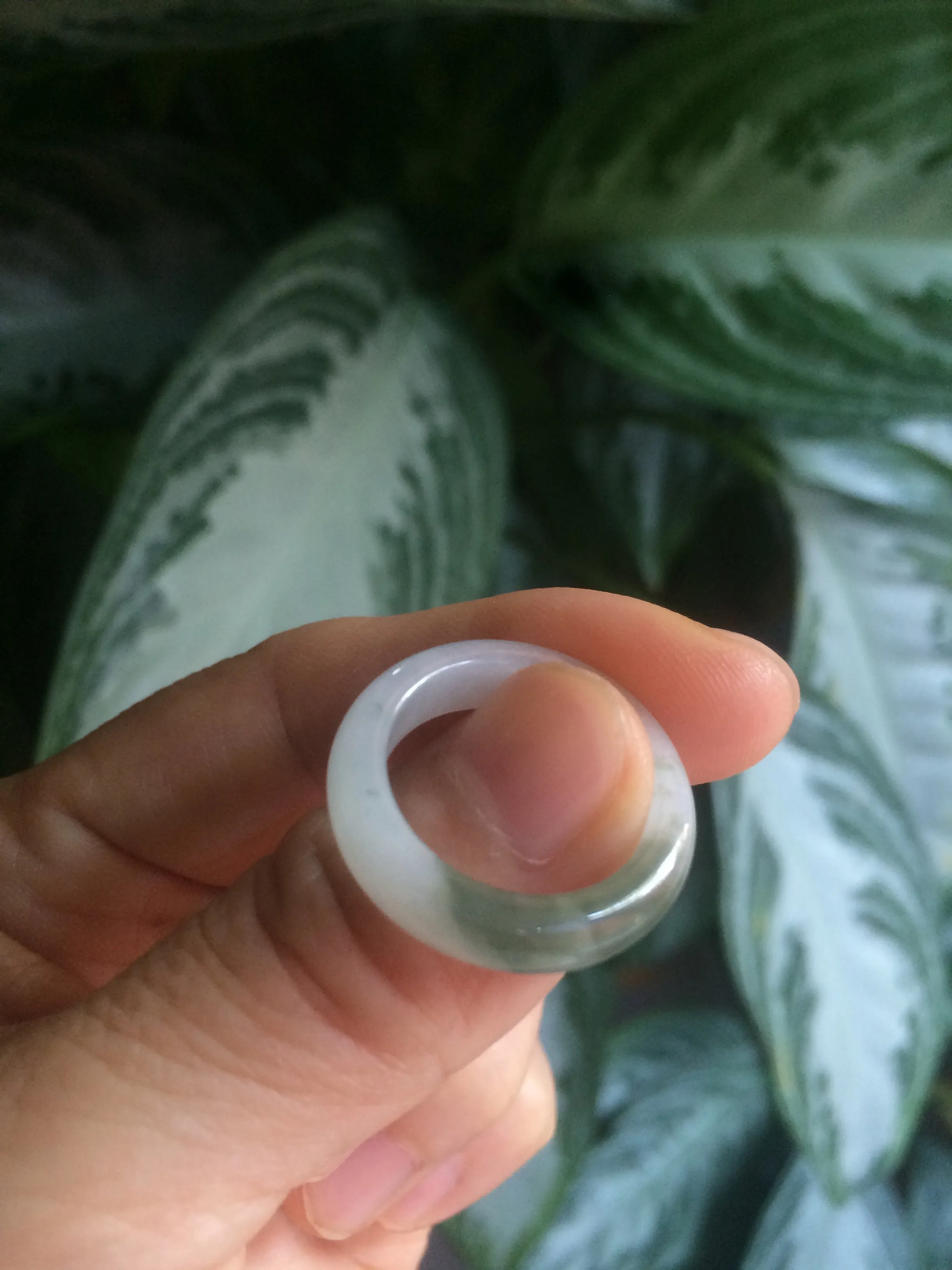 100% natural type A green/white/yellow jadeite jade band ring  Q12