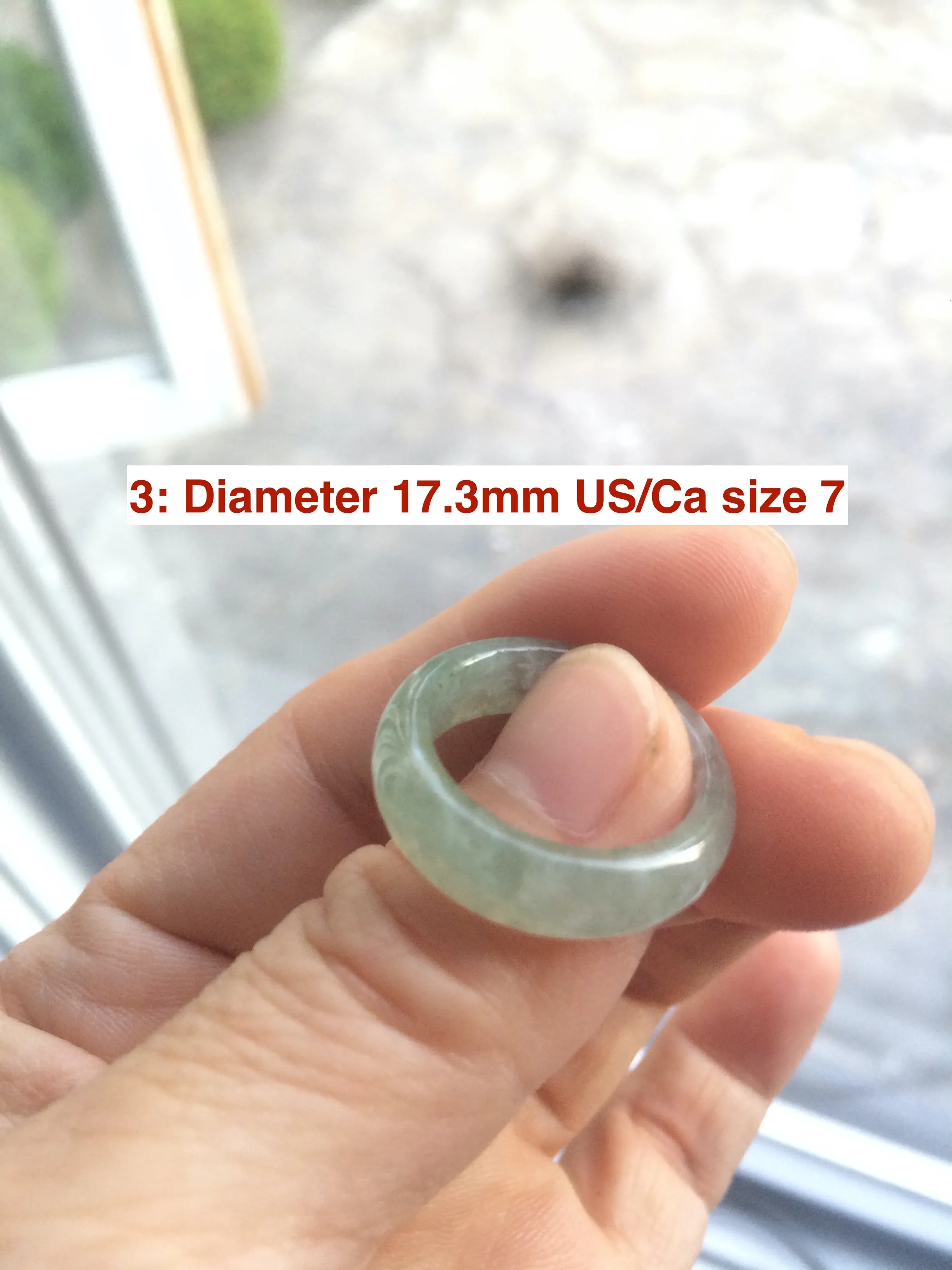 100% natural type A green/white/yellow jadeite jade band ring  Q12