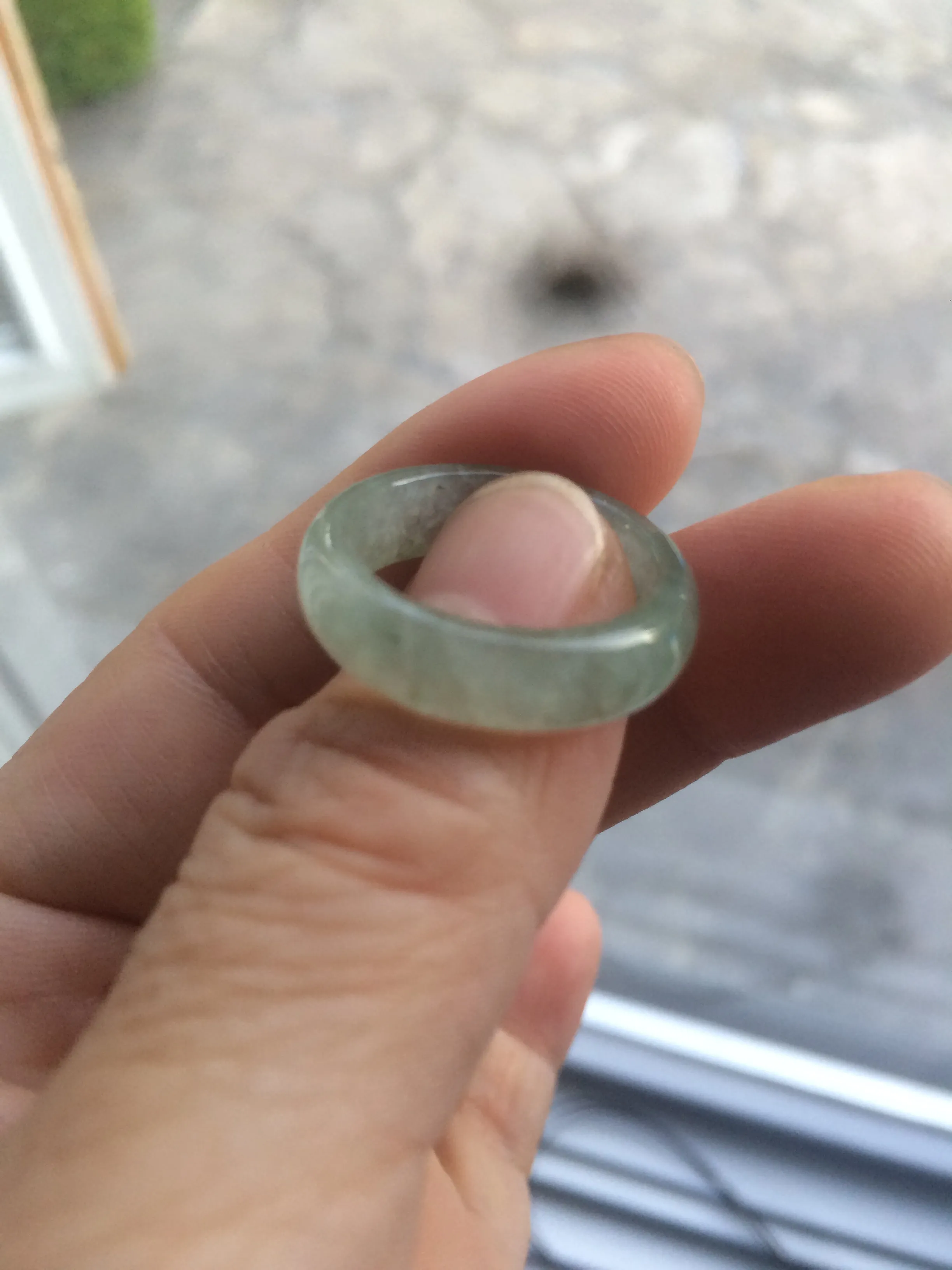 100% natural type A green/white/yellow jadeite jade band ring  Q12