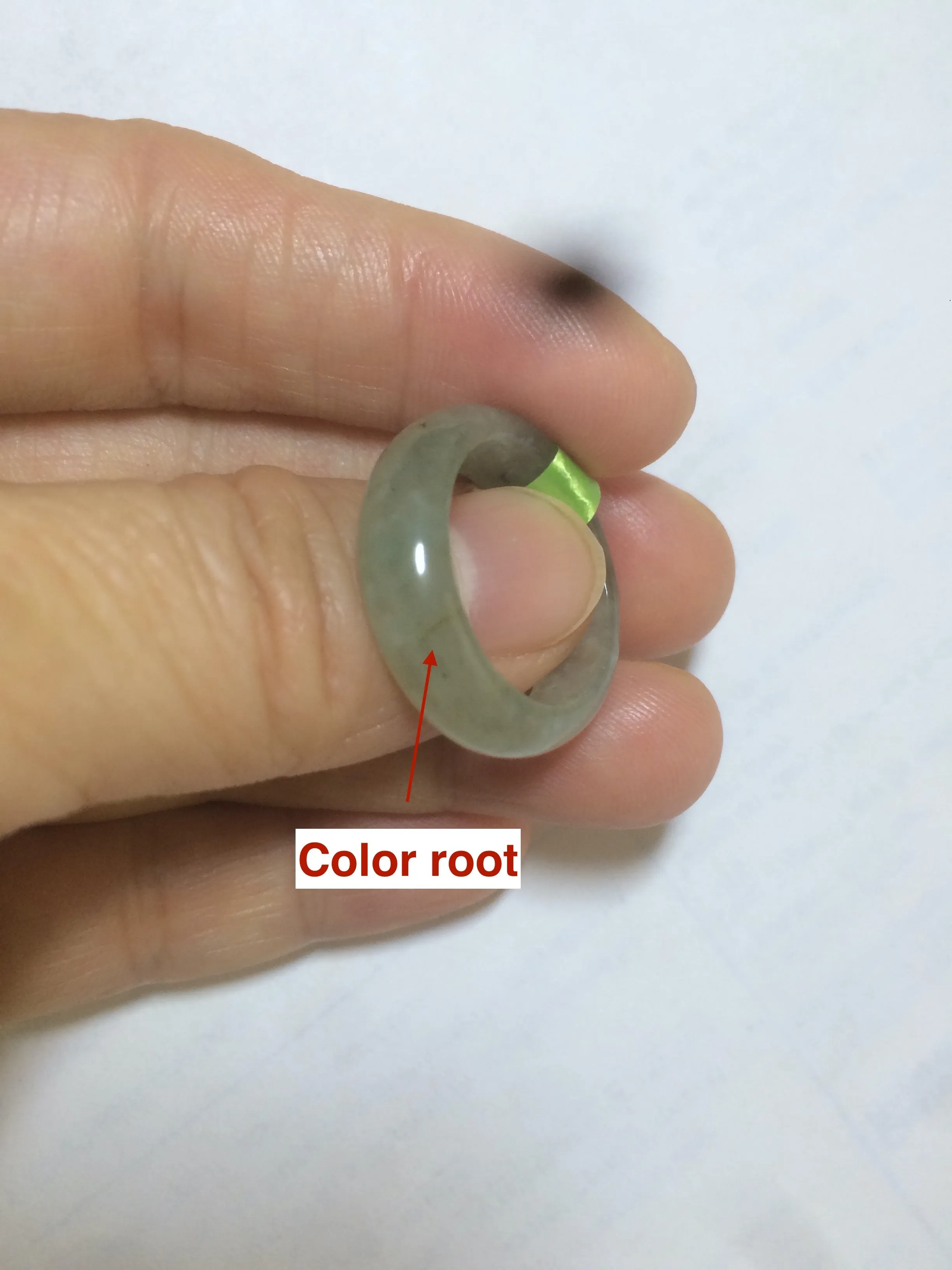 100% natural type A green/white/yellow jadeite jade band ring  Q12