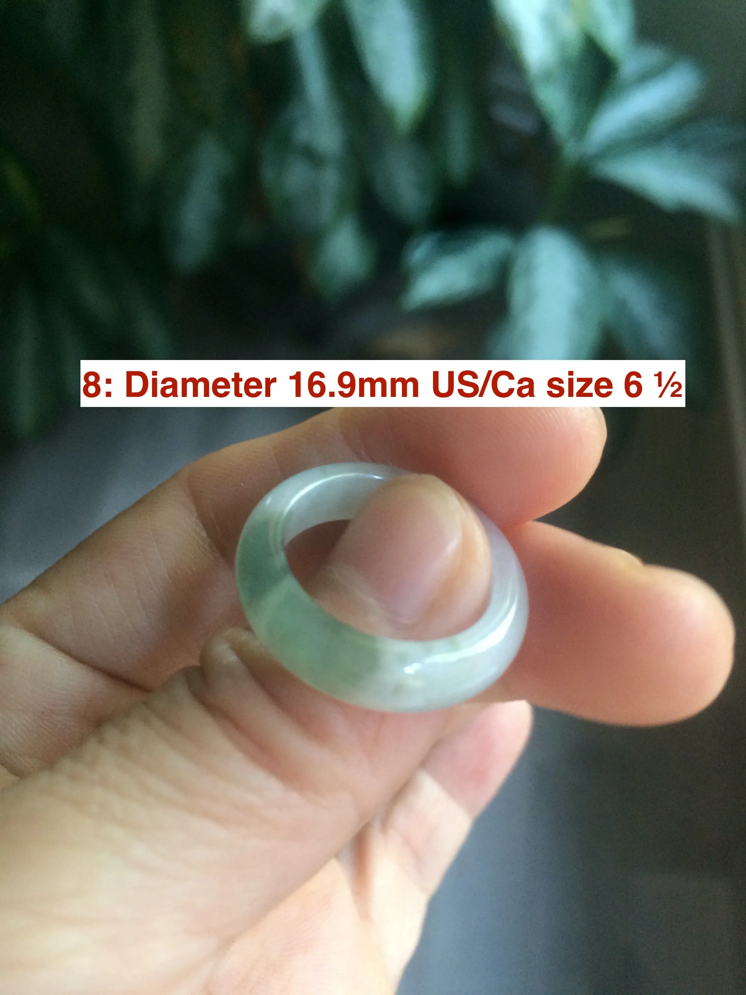 100% natural type A green/white/yellow jadeite jade band ring  Q12