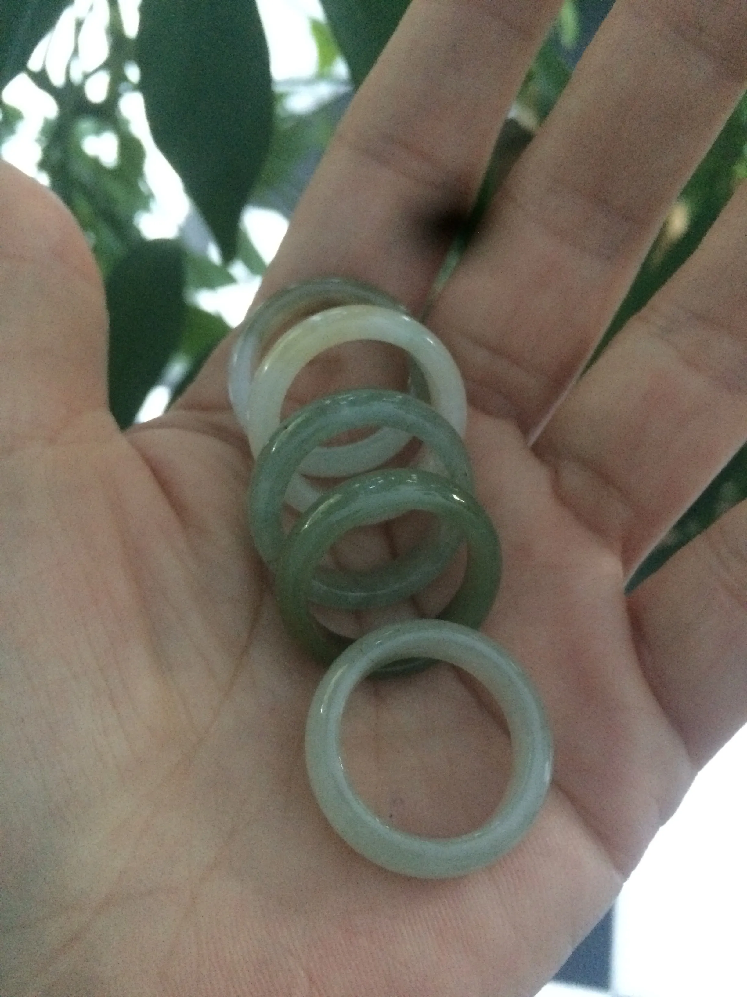 100% natural type A green/white/yellow jadeite jade band ring  Q12