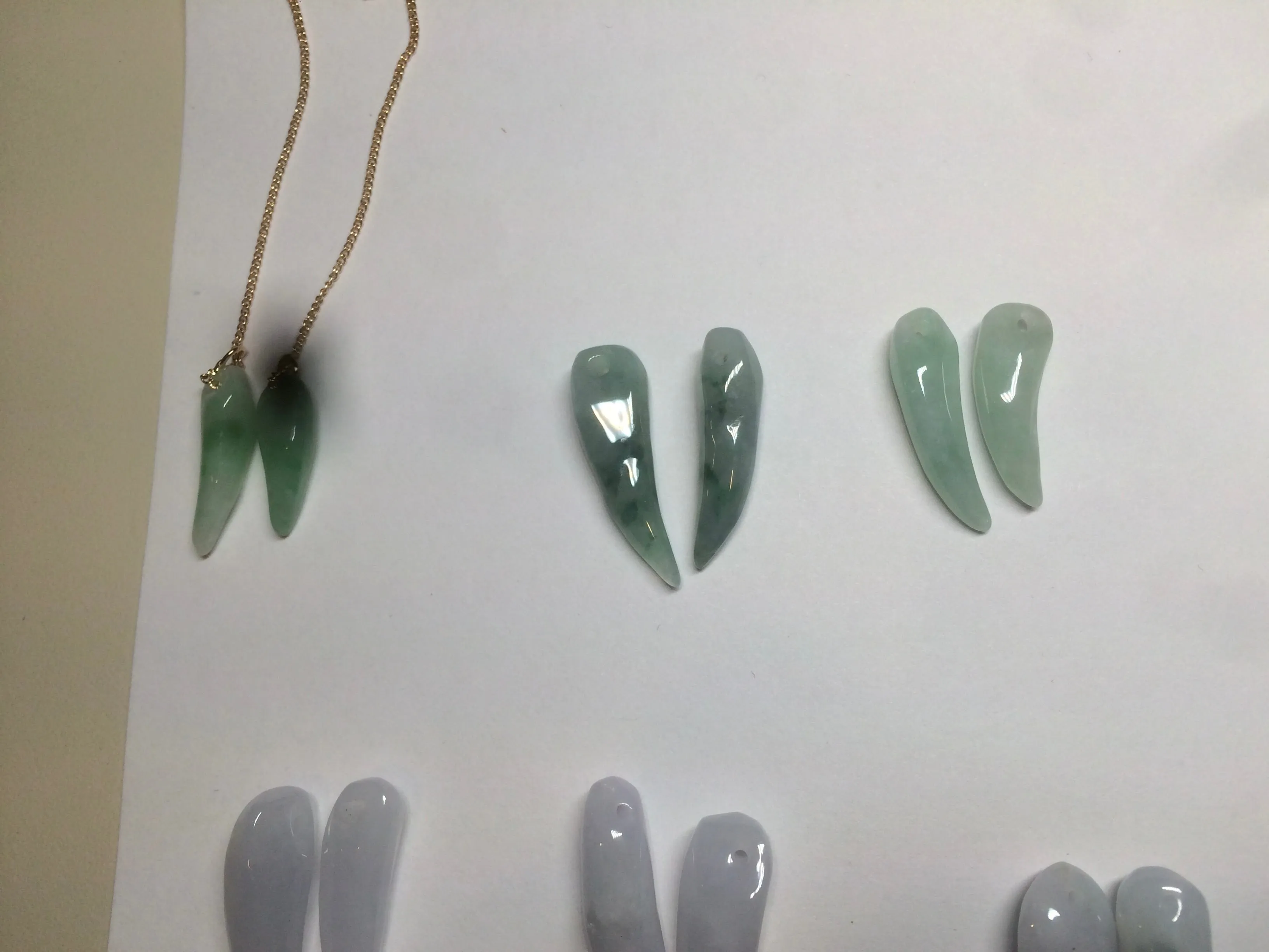 100% Natural type A icy watery purple/green/white Chili Pepper Jadeite Jade earring group B201