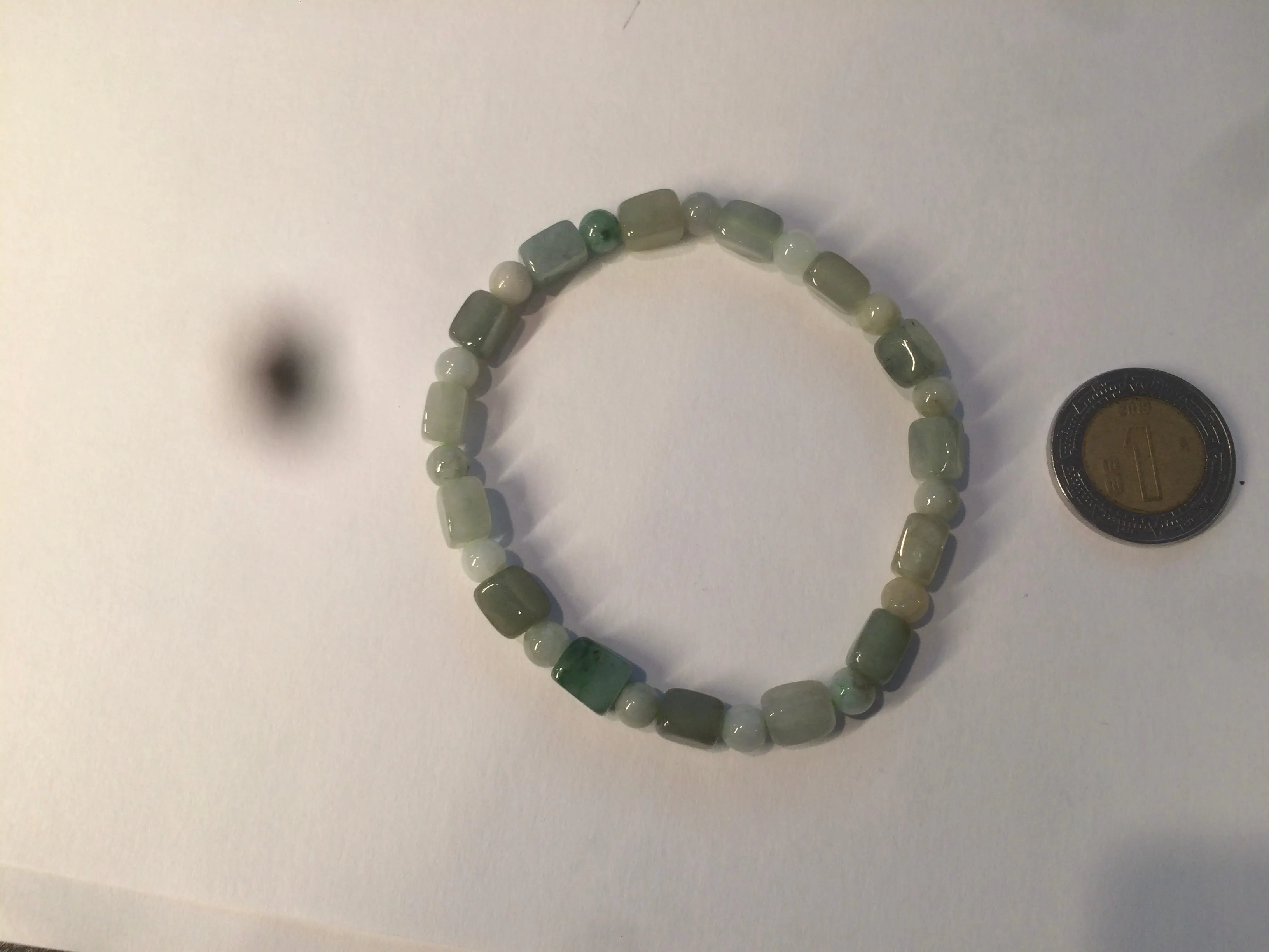 Optimized Title: Premium Grade A Natural Icy Watery Jadeite Jade Bracelet with Rectangle and Round Beads - Elegant and Authentic Design