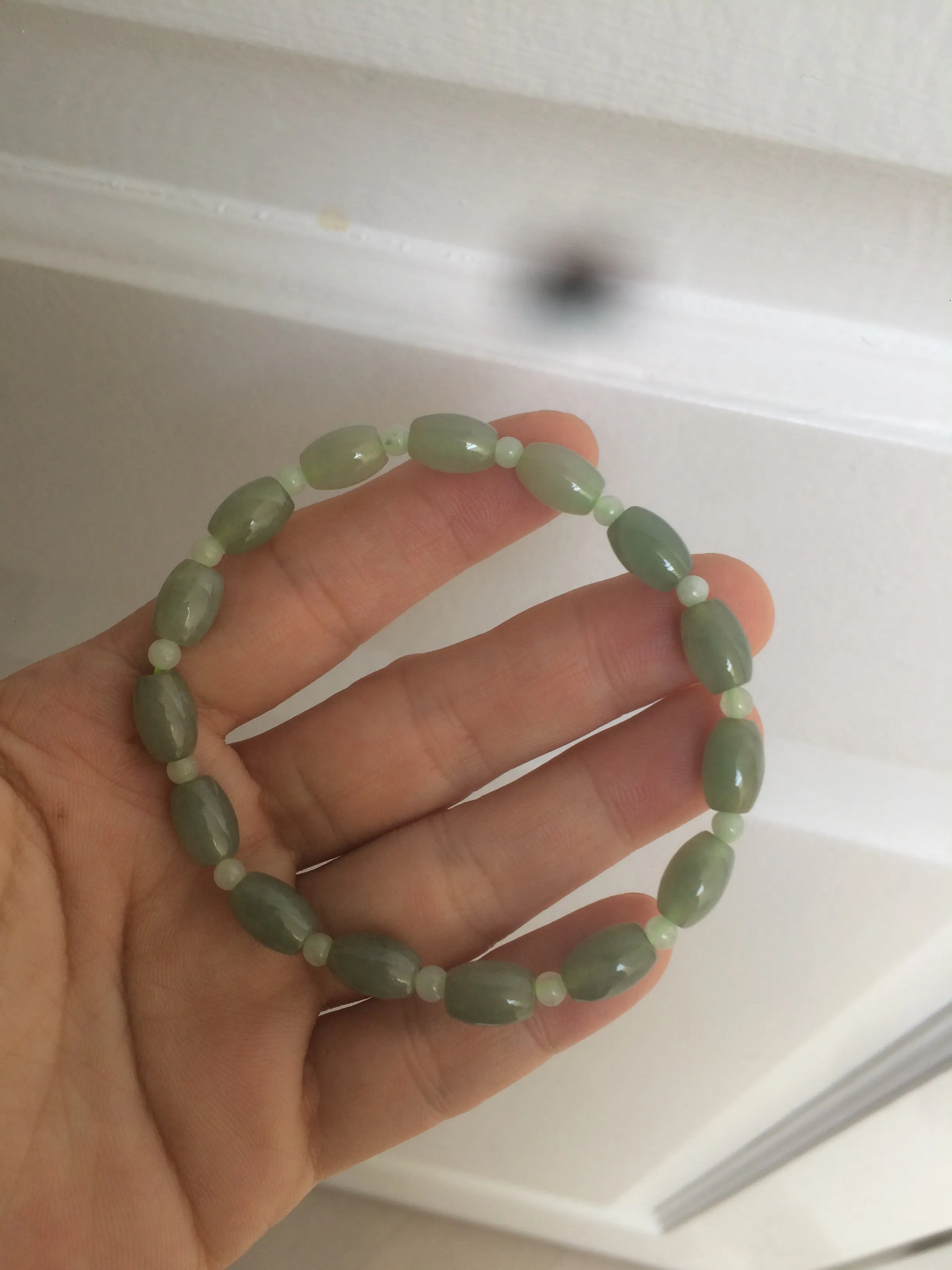 100% natural  type A oily dark green olive  round jadeite jade bead  bracelet AT91