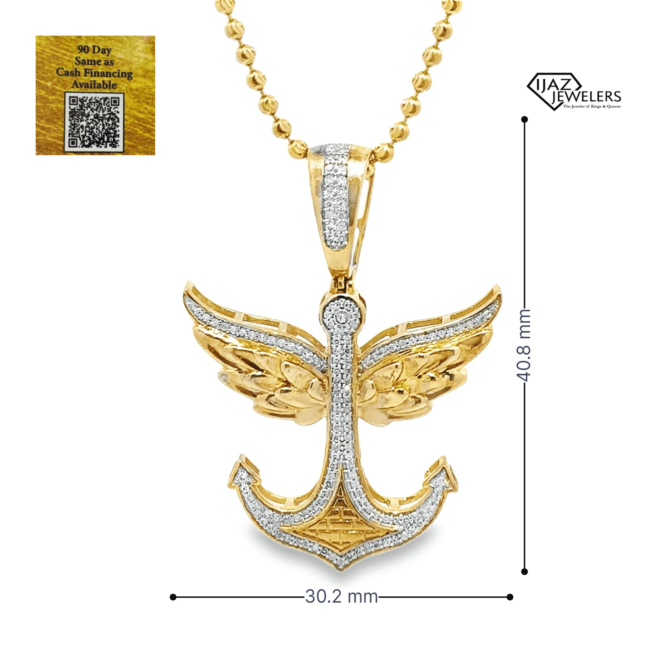 10K Gold 0.33 CTW Diamond Winged Anchor Charm