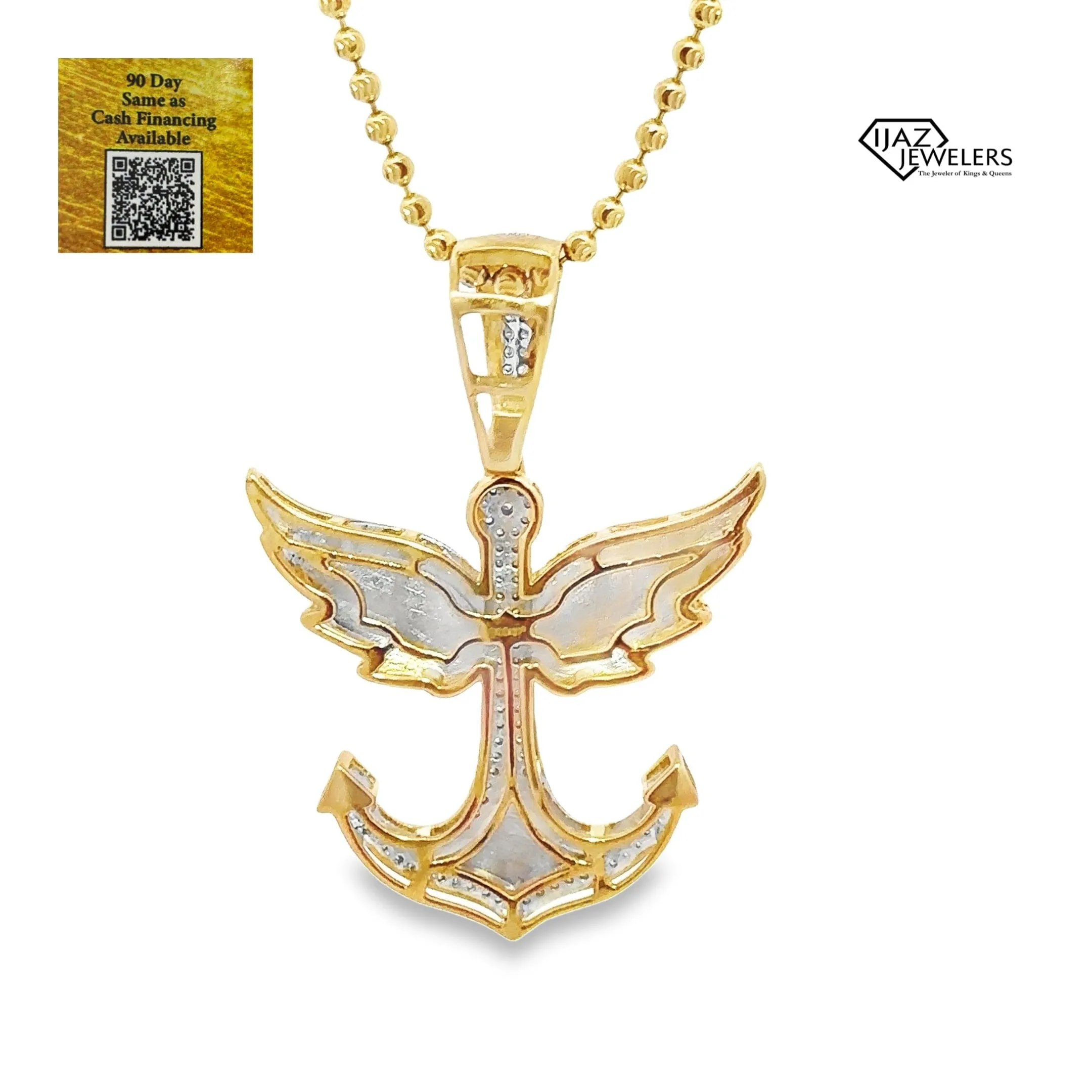 10K Gold 0.33 CTW Diamond Winged Anchor Charm