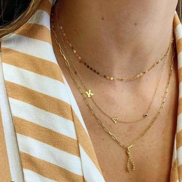 10K Gold Mini Paper Clip Necklace