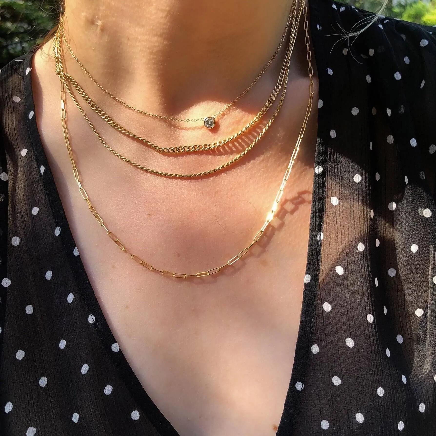 10K Gold Mini Paper Clip Necklace