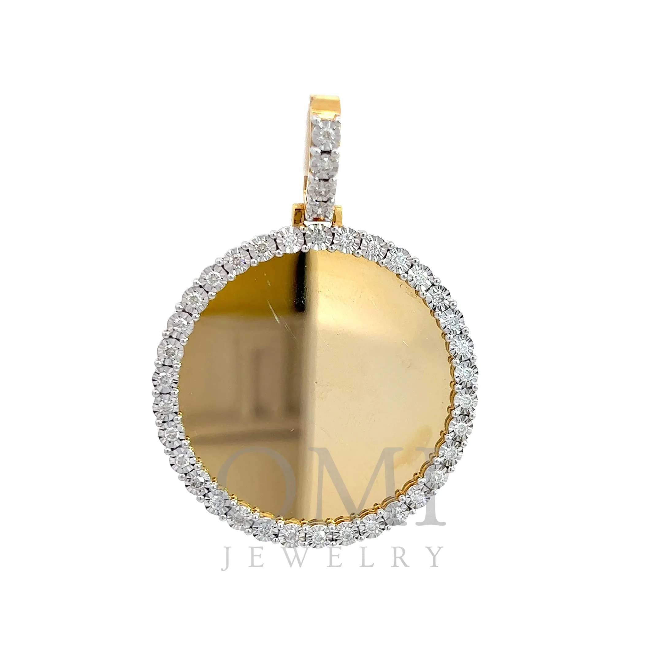 10K GOLD ROUND DIAMOND CIRCLE PICTURE PENDANT 0.93 CT