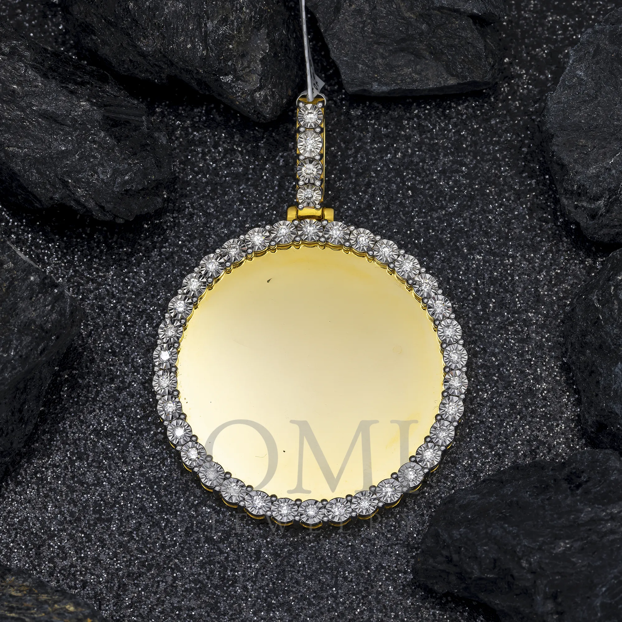 10K GOLD ROUND DIAMOND CIRCLE PICTURE PENDANT 0.93 CT