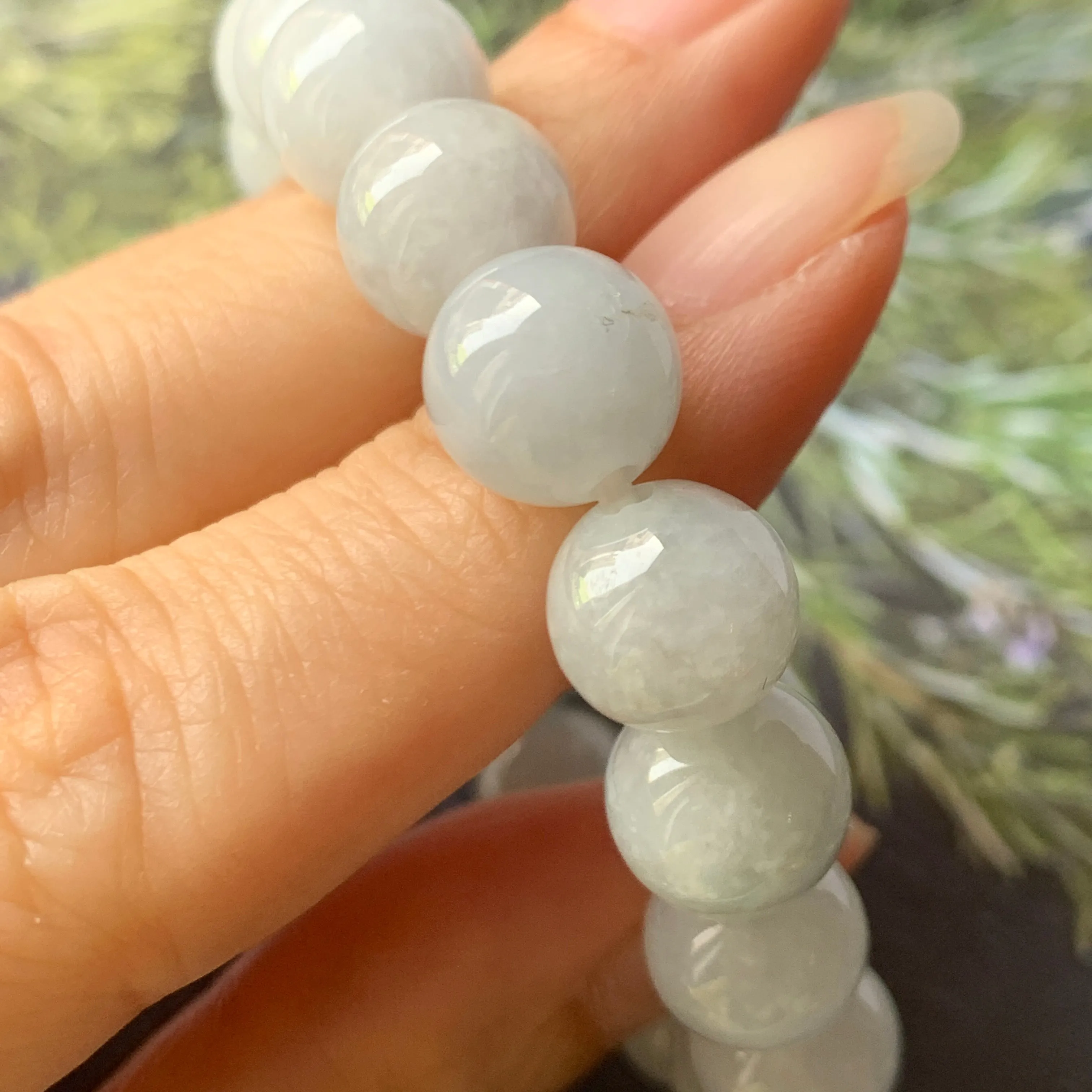 10mm A-Grade Natural Grey Jadeite Beaded Bracelet No.220568