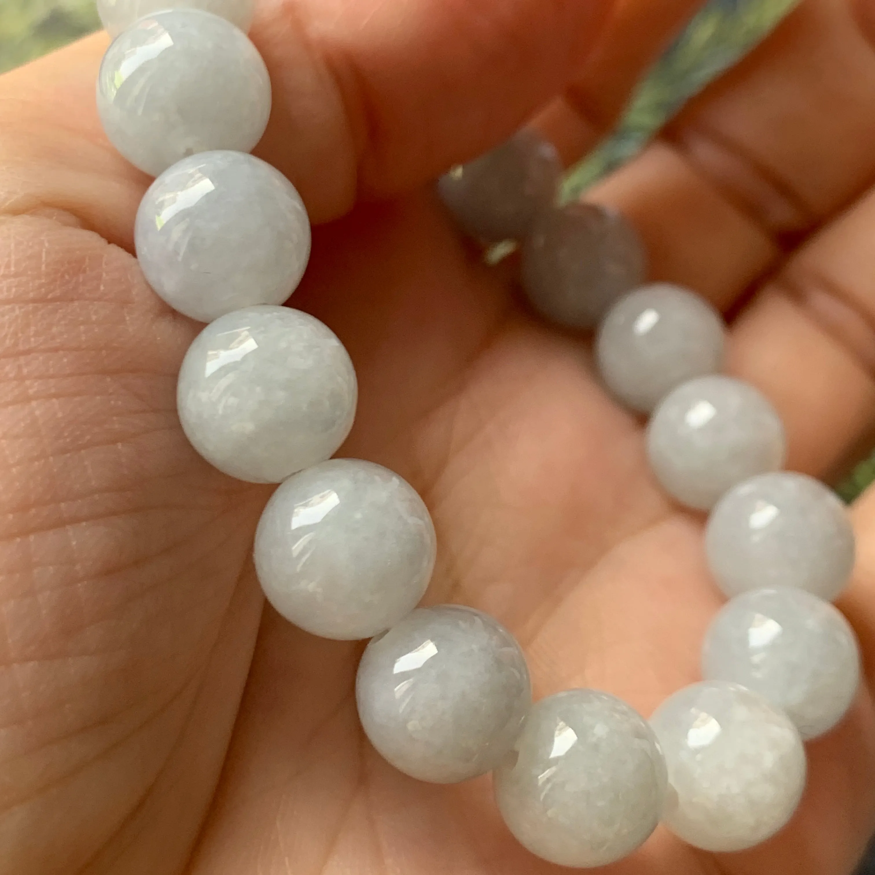 10mm A-Grade Natural Grey Jadeite Beaded Bracelet No.220568