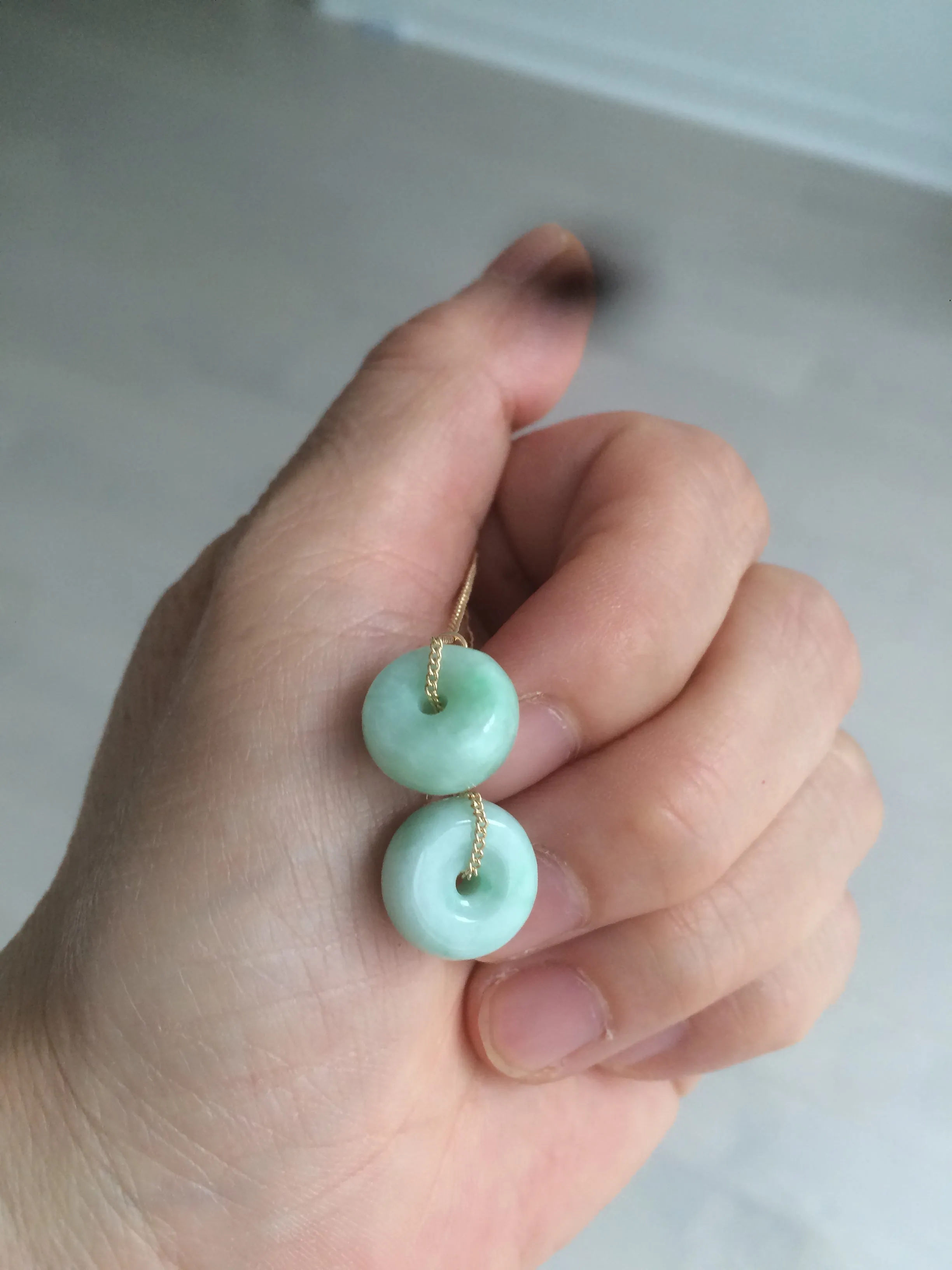 12.2mm 100% Natural safe and sound dangling jadeite Jade earring Y117(Add on item. No sale individually)