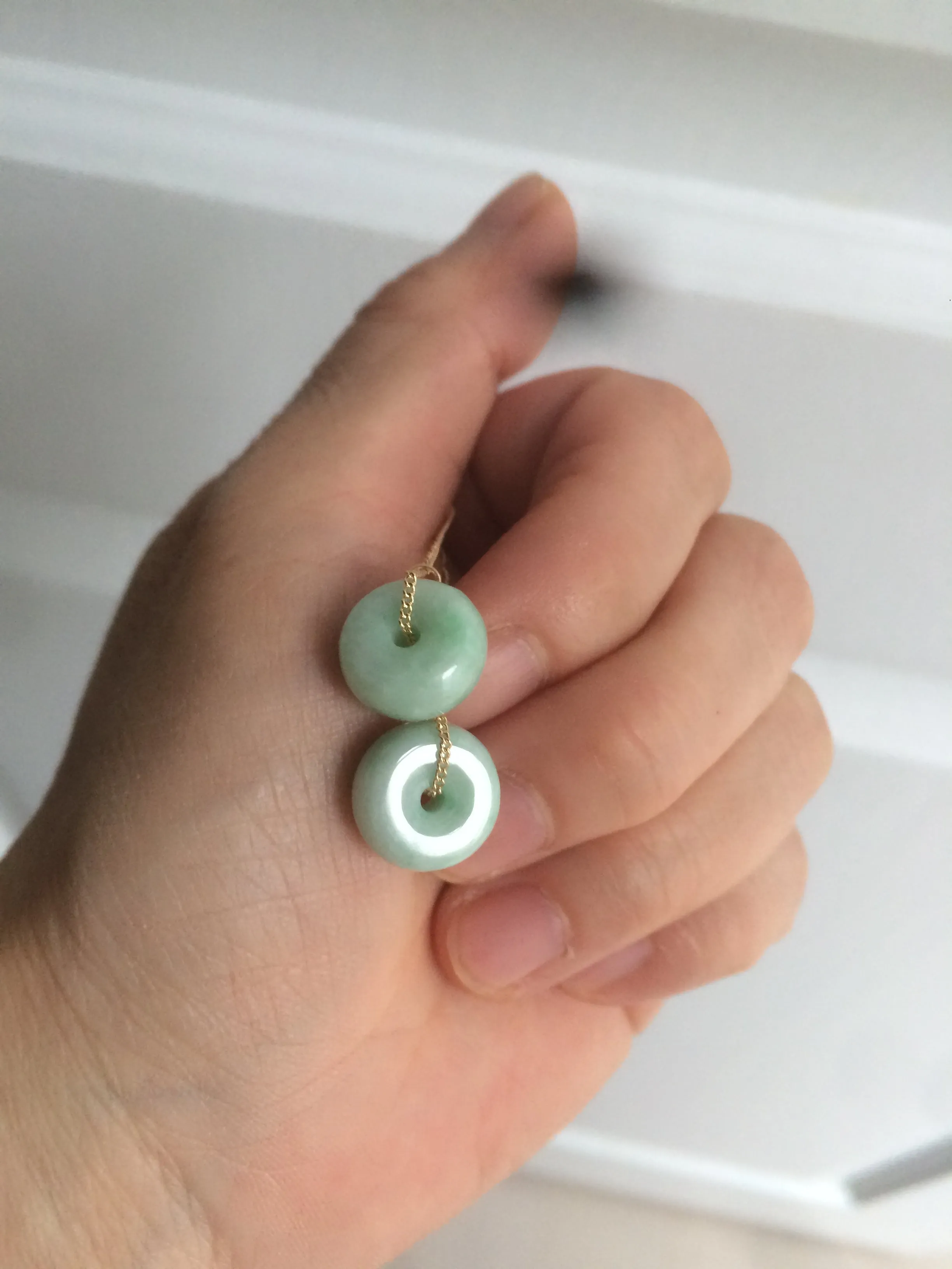 12.2mm 100% Natural safe and sound dangling jadeite Jade earring Y117(Add on item. No sale individually)