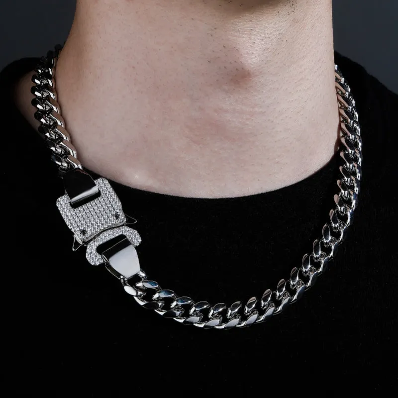 Stunning 12MM Cuban Chain with Oversized Iced Out Buckle - Top Quality