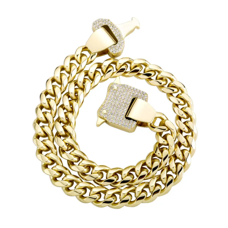 Stunning 12MM Cuban Chain with Oversized Iced Out Buckle - Top Quality