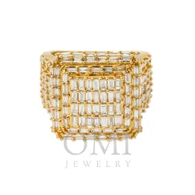 Exquisite 14K Gold Baguette Diamond Square Ring (3.50 CT) – Elegant Fine Jewelry