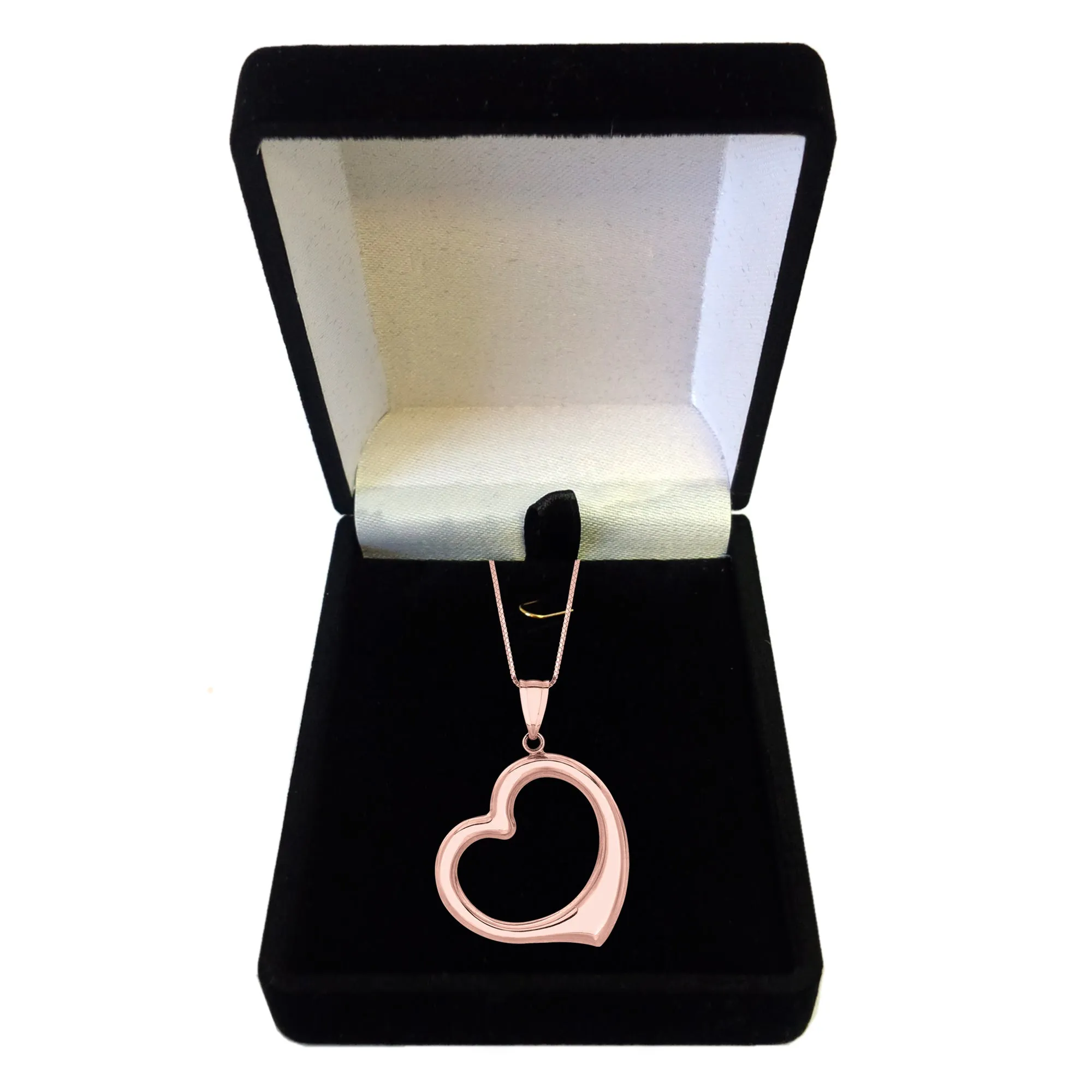 14k Gold Open Heart Pendant Necklace, 18