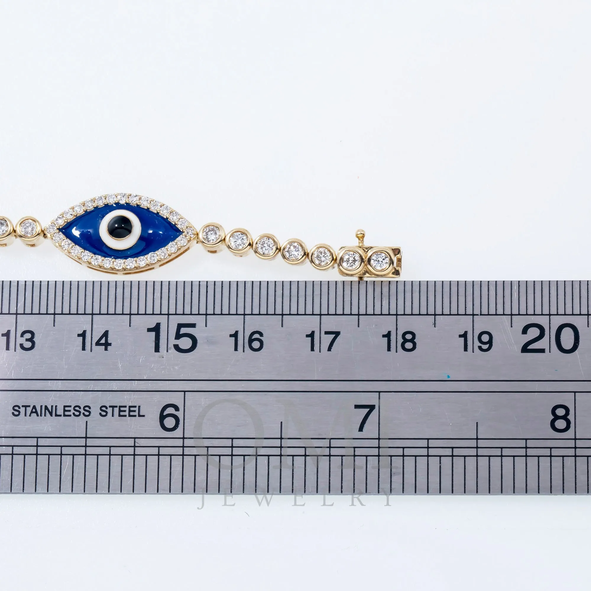 14K GOLD ROUND DIAMONDS EVIL EYE TENNIS BRACELET 2.75 CT