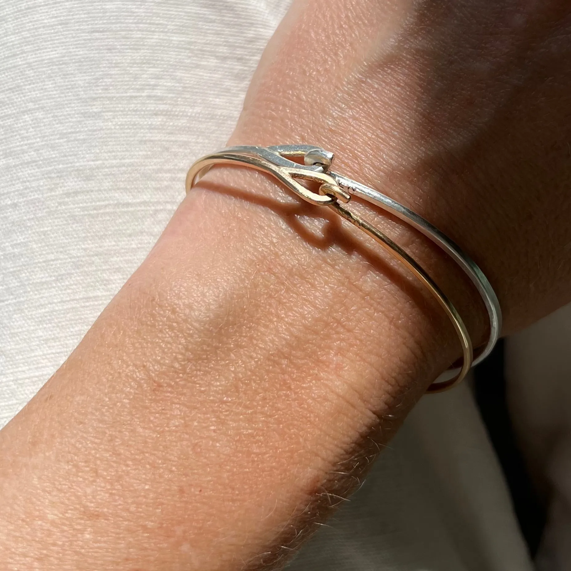 14k Hammered Gold Hook & Eye Bracelet