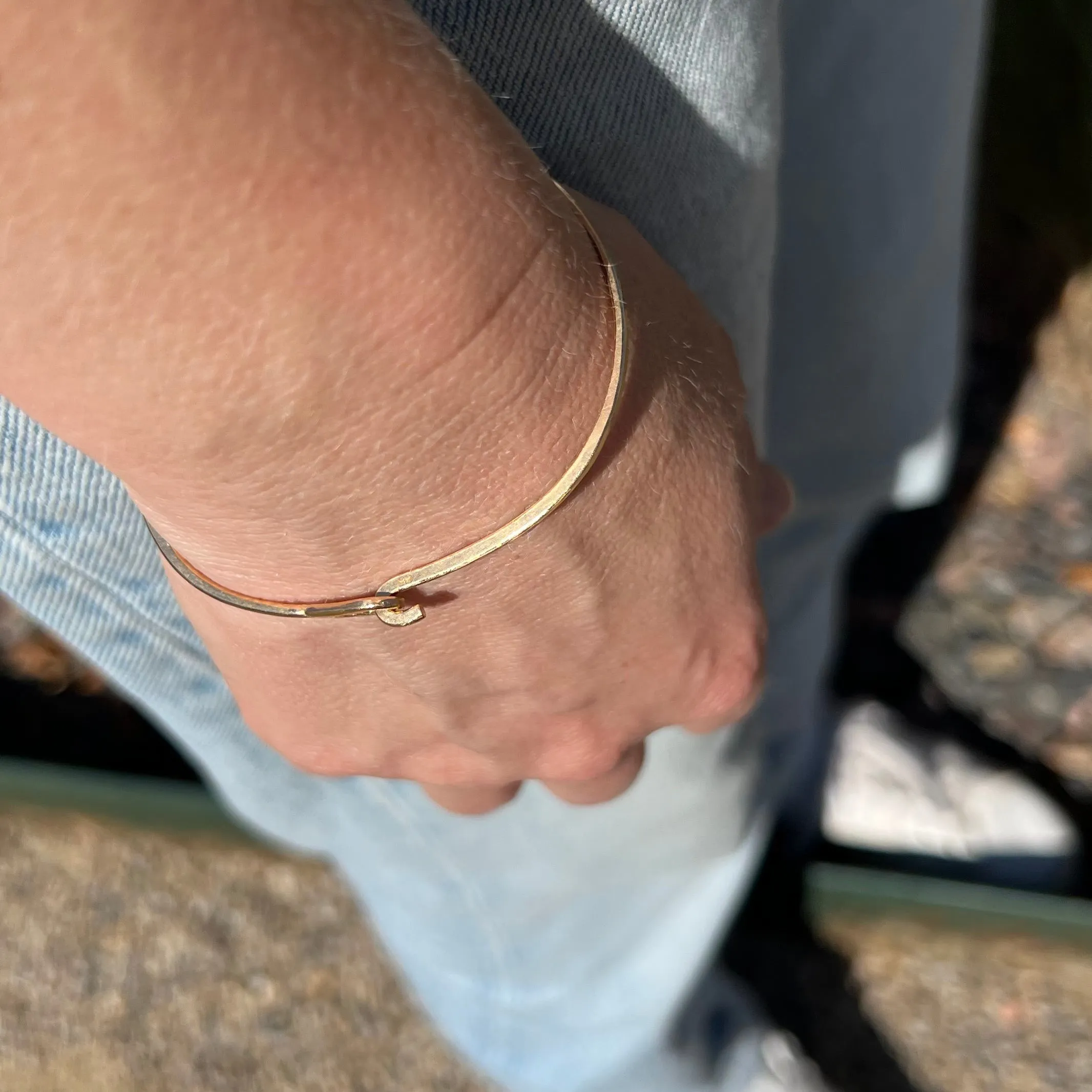 14k Hammered Gold Hook & Eye Bracelet