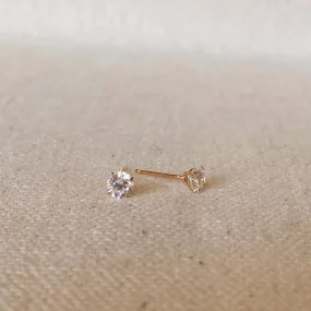 14k Solid Gold Round 4mm Cubic Zirconia Stud Earrings