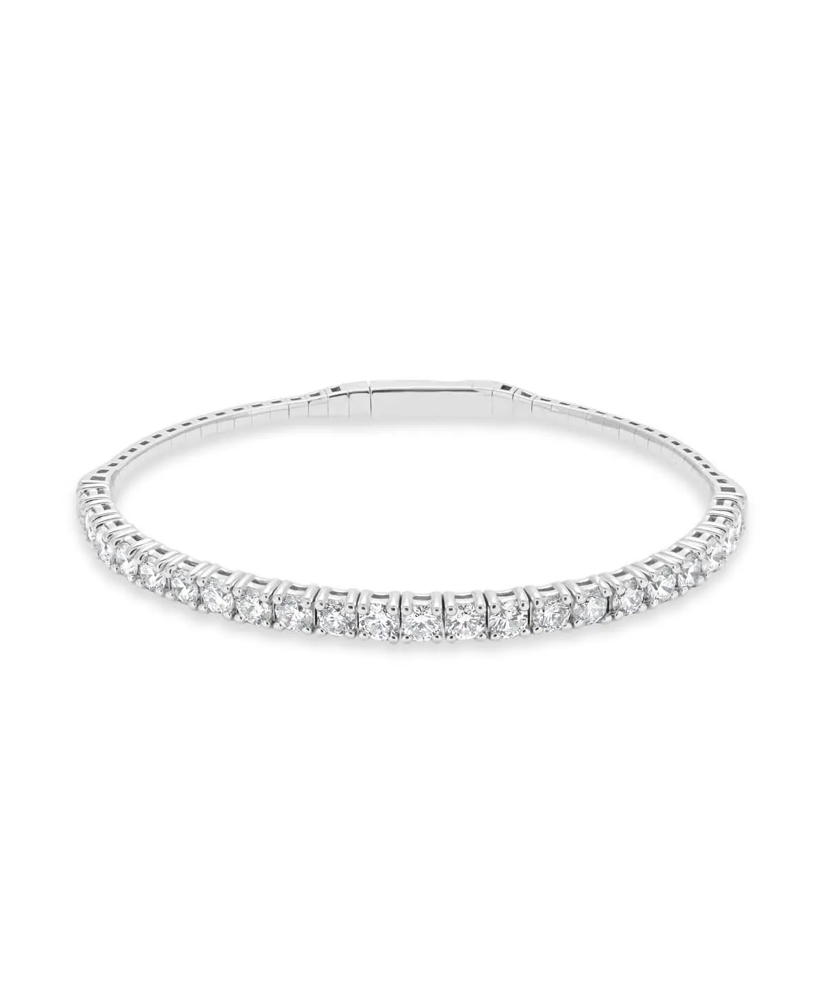 14K White Gold Diamond Flexible Bangle Bracelet 3.56cttw