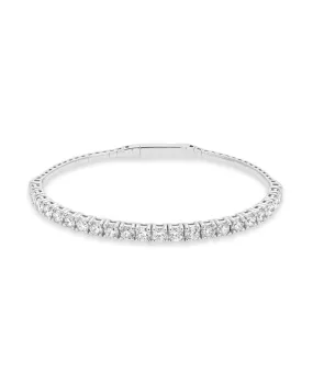 14K White Gold Diamond Flexible Bangle Bracelet 3.56cttw